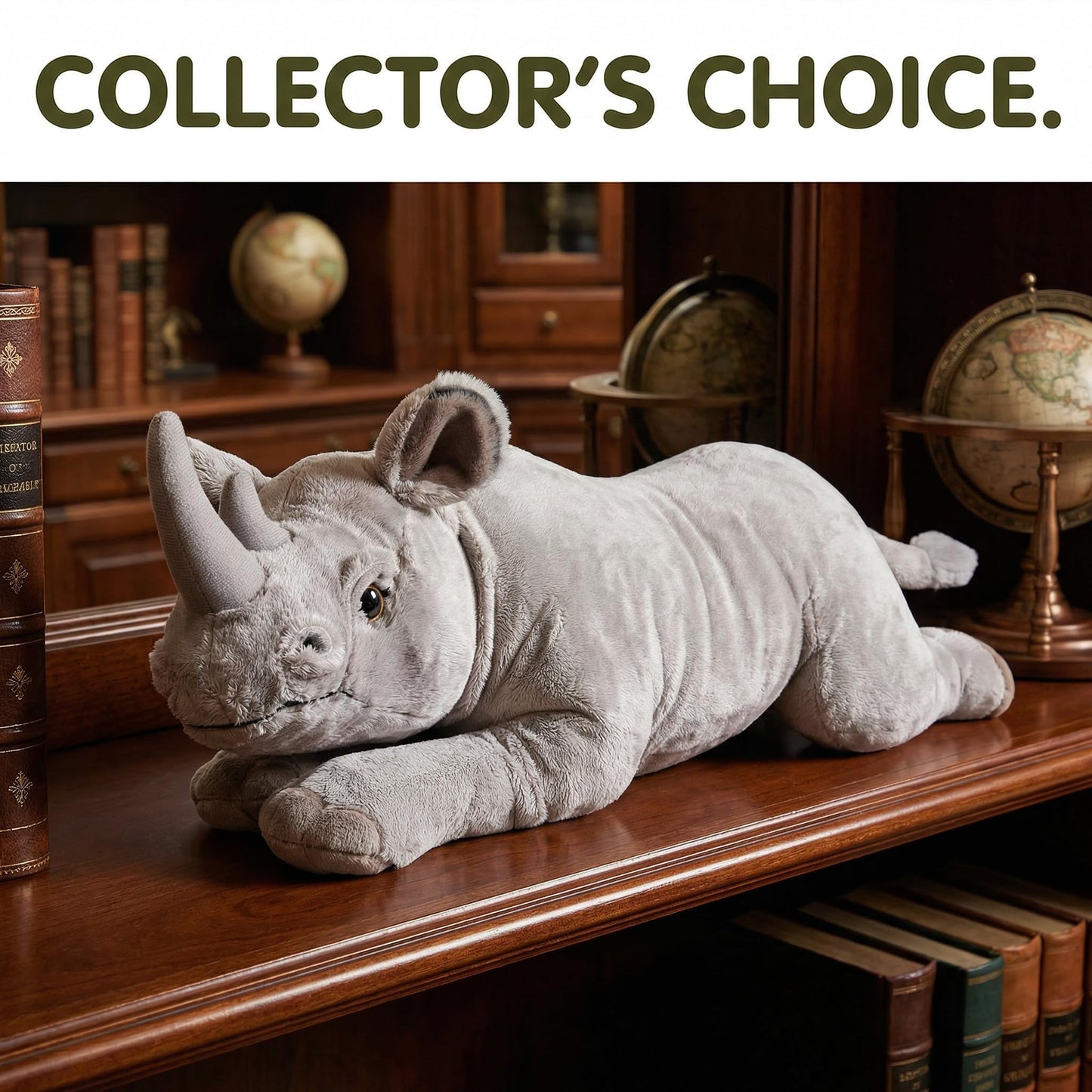 Frankiezhou Home Rhino Plush, Realistic Sleeping Stuffed Animal 19in, Lifelike Standing Rhinoceros Weigted Toys, Simulation Soft Crawling Zoo Unique Plushie Toys Model Dolls for Kids, White