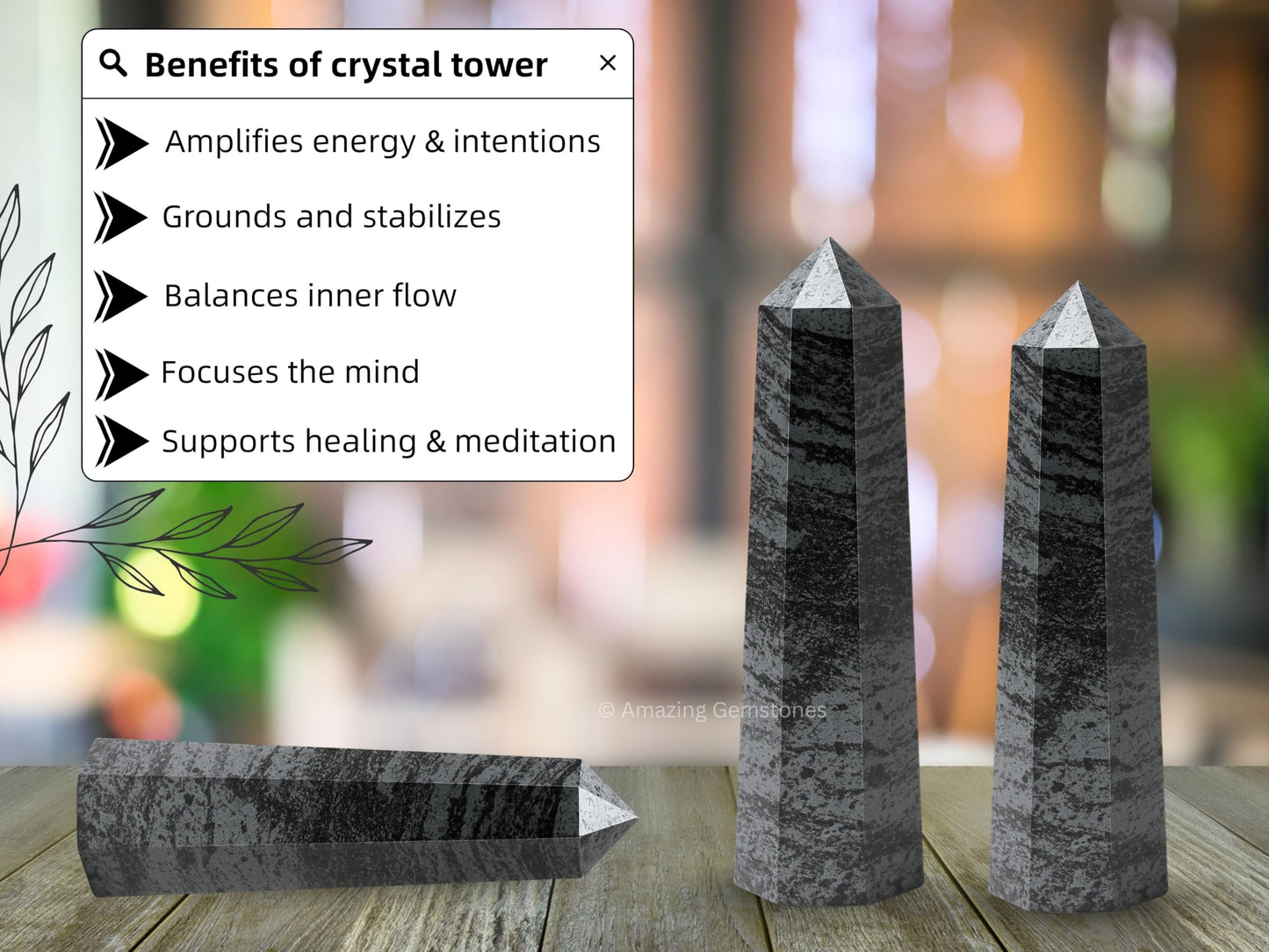 Amazing Gemstone Hematite Crystal Towers - Natural Healing Crystal Point Obelisk for Reiki Healing and Crystal Grid (2" to 3" INCH)