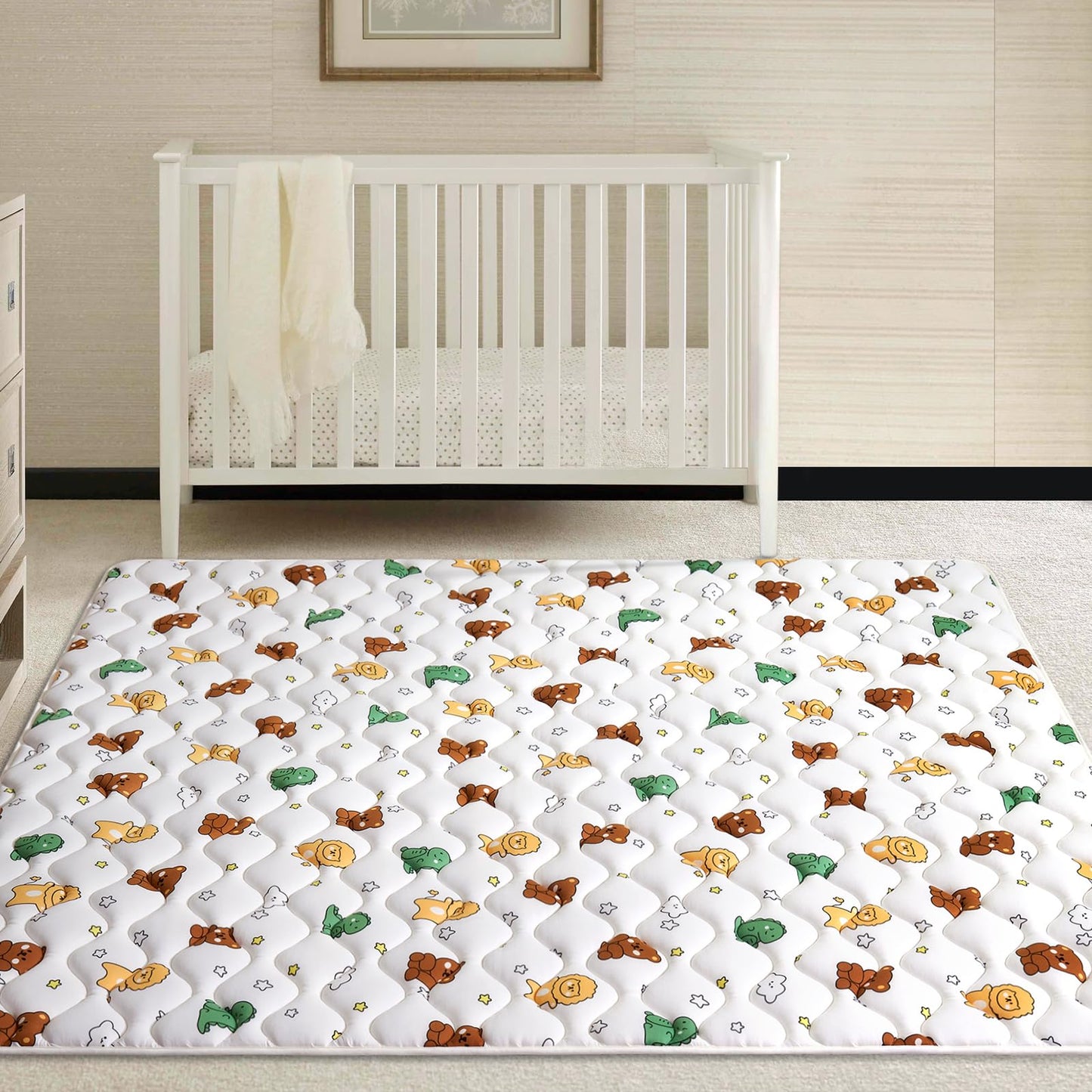 Premium Foam Baby Play Mat for Floor, 50x50 Playpen Mat, Thicken One-Piece Crawling Mat, Non-Slip Cushioned Baby Playmats for Infants, Babies, Toddlers, Play & Tummy Time
