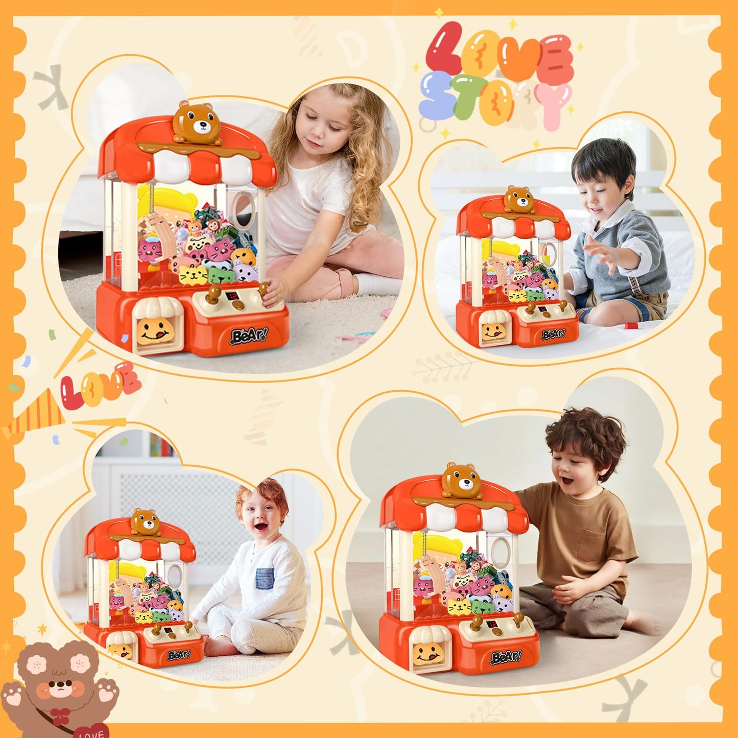 nicknack Large Claw Machine for Kids with Toys Inside,Arcade Size Toys for 3 4 5 6 7 8 Years Old Girls,Mini Prize Toys for Boys,Christmas Birthday Gifts for Kids,Includes Coins & Mini Toys