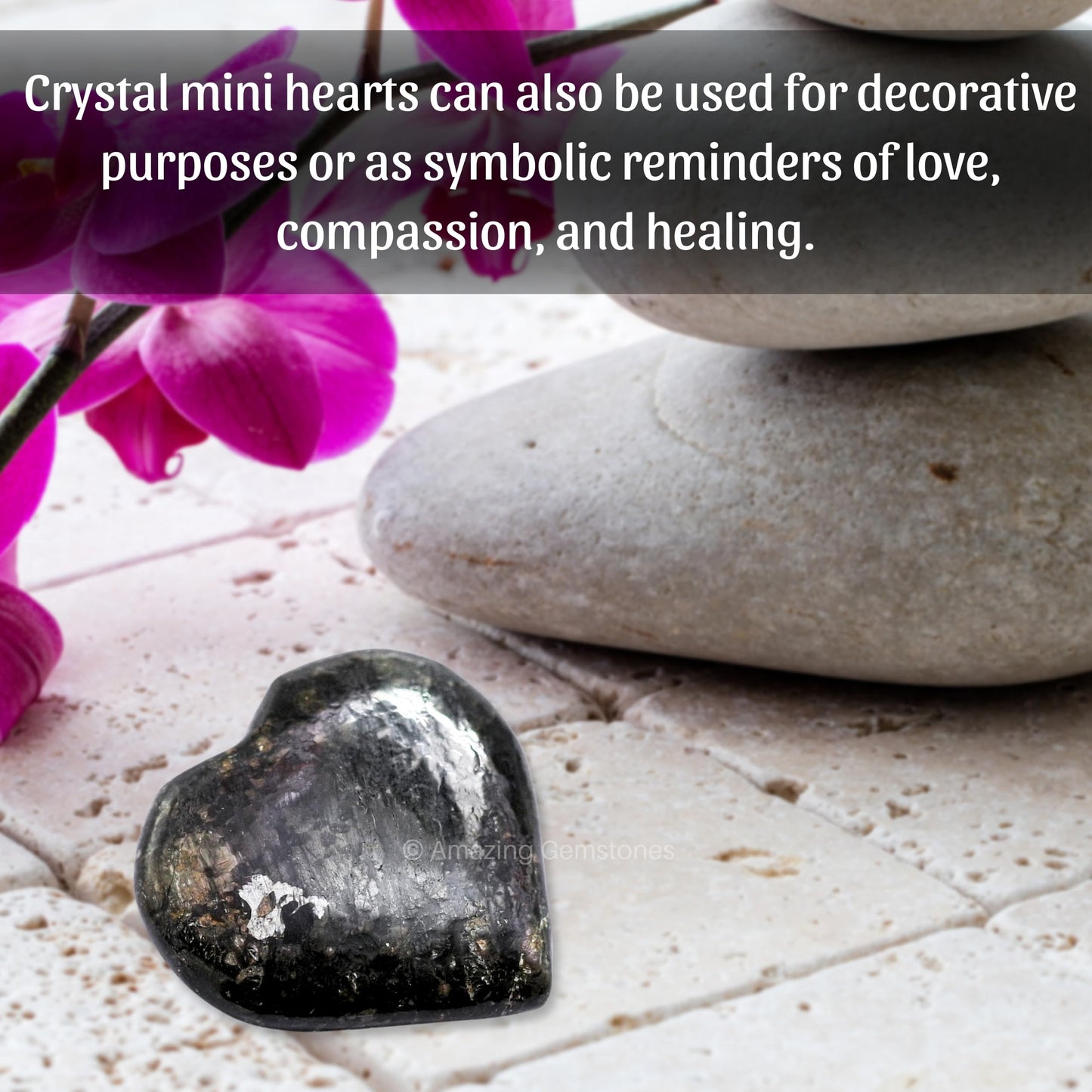Amazing Gemstone Nuummite Stone Heart - Pack of 2 Crystal Heart Stones Rocks - Corazones De Piedra Crystals and Healing Stones Heart Shaped Crystal - Stocking Stuffers Gifts