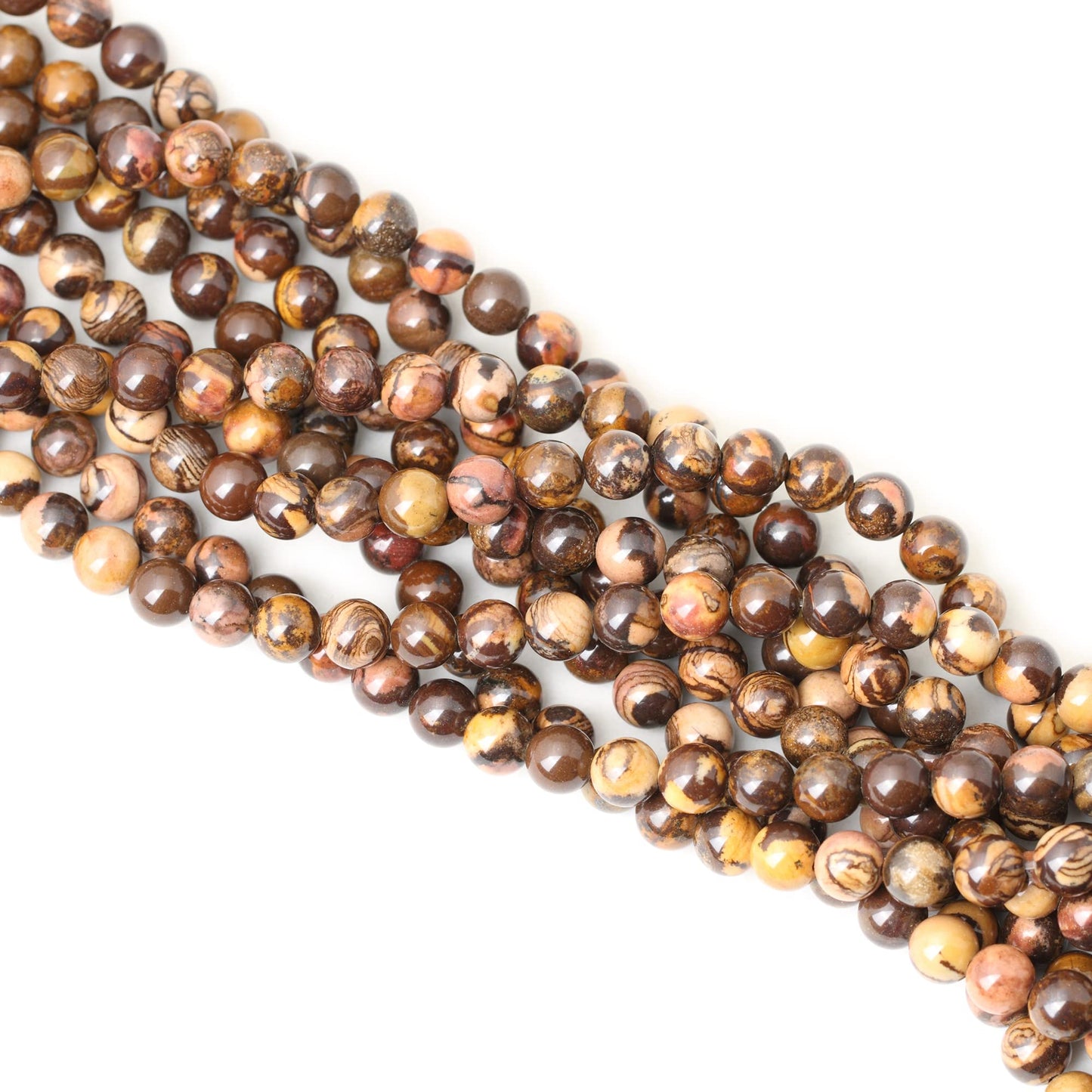 CHEAVIAN 45PCS 8mm Natural Africa Picture Jasper Gemstone Round Loose Beads for DIY Bracelet Necklace Earrings Jewelry Making 1 String 15 Inches