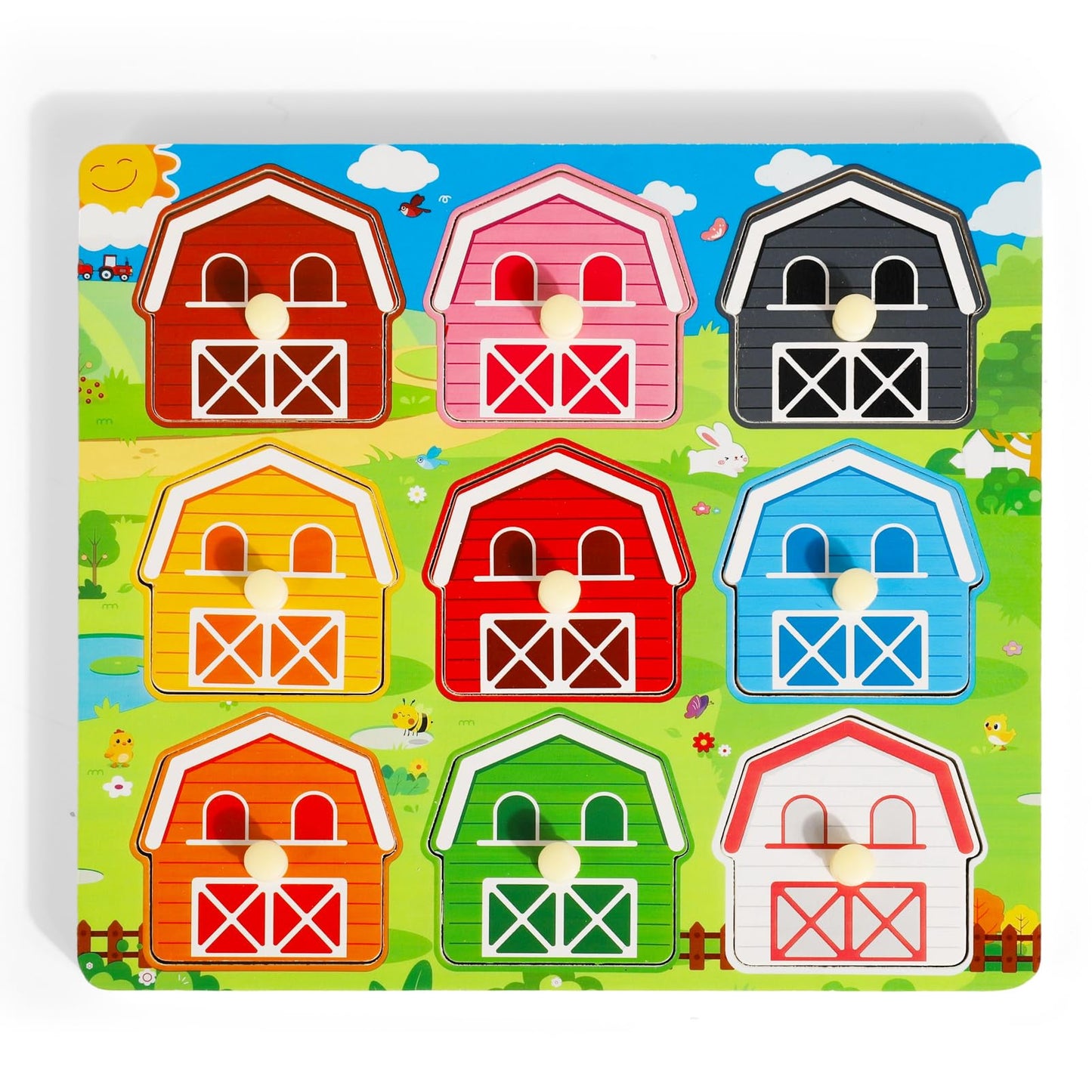 Toddler Wooden Puzzles Ages 1-3, Montessori Toys for 1 2 3 Year Old Boys Birthday Gifts, Farm Animal Peg Puzzles for Toddlers Age 2-4 Girls - Preschool Learning Activities