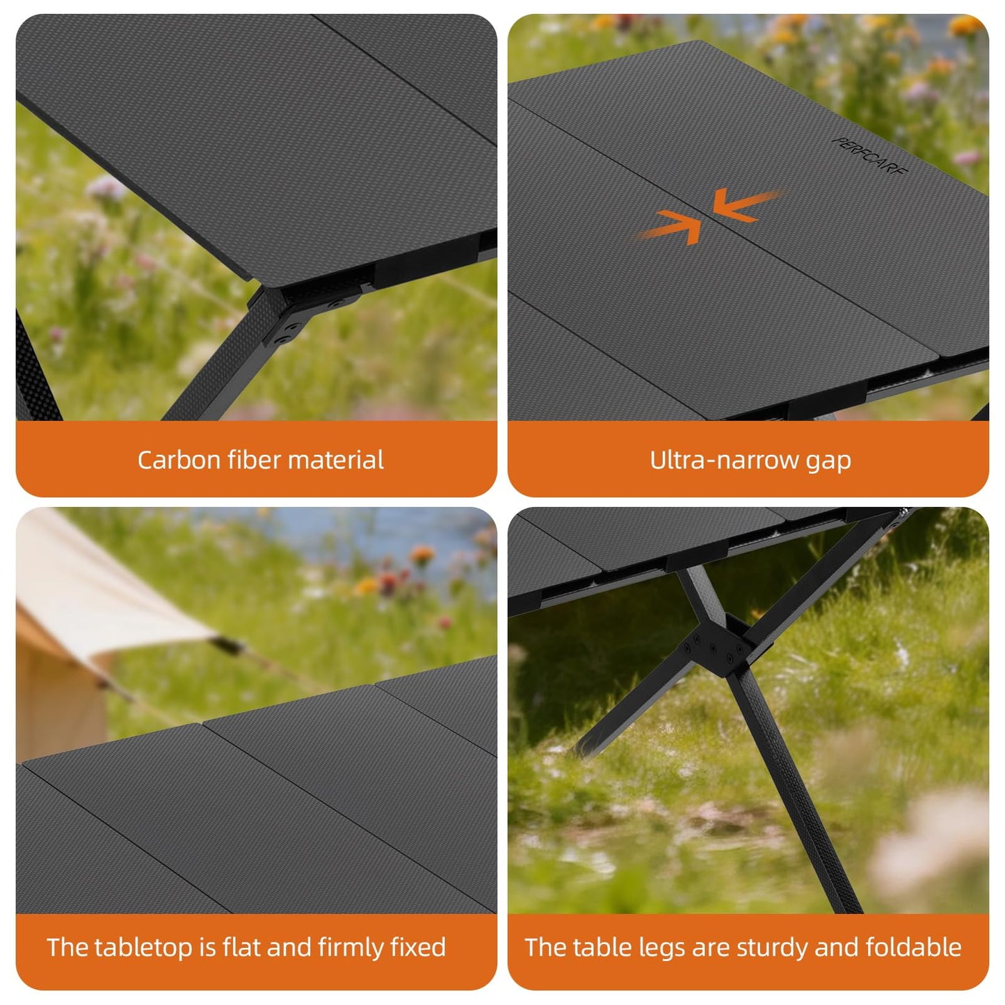 Perfcarf All Carbon Fiber Camping Table,Tactical Table, Outdoor Camping Folding Table, Convenient for Traveling,Picnic, Camping, BBQ, Party, Backyard, Beach (Matte Black Plain Weave)