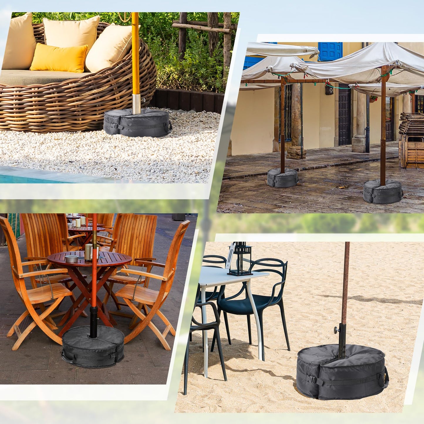18" Round Umbrella Base Weight Sandbag, Fillable Sand Bags with Side-Slot Opening, Heavy-Duty Sandbags for Weight Fits Offset, Cantilever & Outdoor Patio Outdoor Garden Parasol Stand (Without Sand)