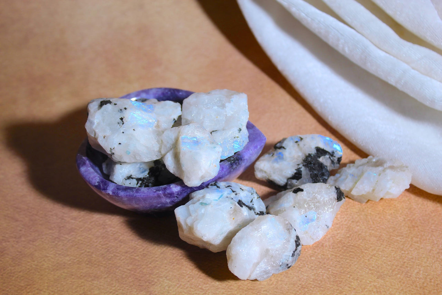 Rainbow Moonstone Raw Crystals β Large 1.25-2.0β Natural Healing Stones for Intuition, Chakra, Meditation, Reiki, Energy Work, Wire Wrapping, Tumbling & Spiritual Moon Magic Decor