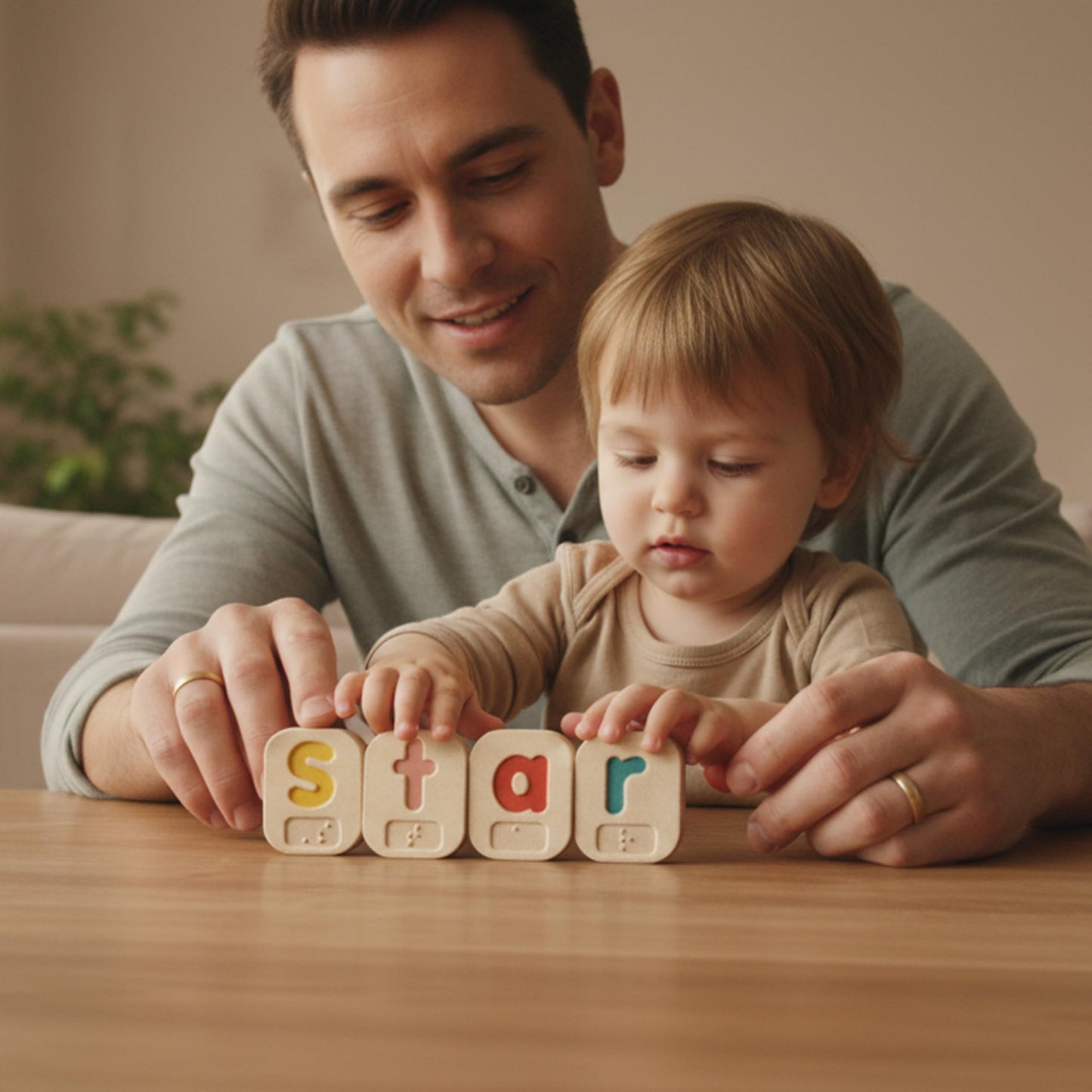 PlanToys Braille Alphabet A-Z Braille-Reading Alphabet Learning Toys - 26 Sustainably-Made Traceable Wooden Tiles with Upper and Lower Case Letters and Braille