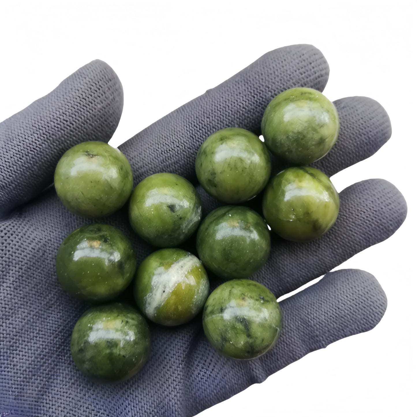 Sunshcat Natural Green Jade 0.78 Inchs Crystals and Healing Stone Ball Set,Home Desktop Feng Shui Array Decoration(7 Pieces) 
