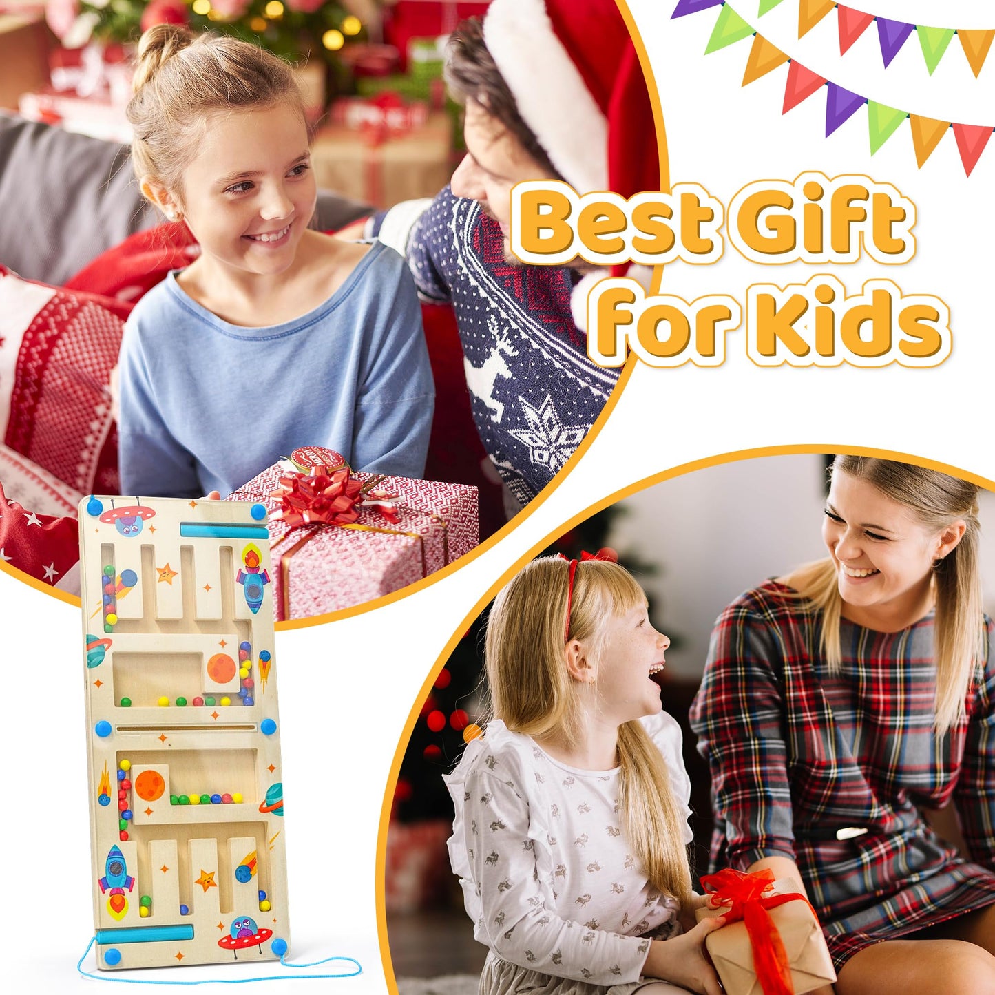 Kids Montessori Magnetic Wooden Toys - Bead Sorting & Stringing Activity for Kids Ages 3-7, Preschool Educational Logic Game, 2-Player Brain Teaser, Travel-Friendly Toddler Toy, Gift for Boys & Girls