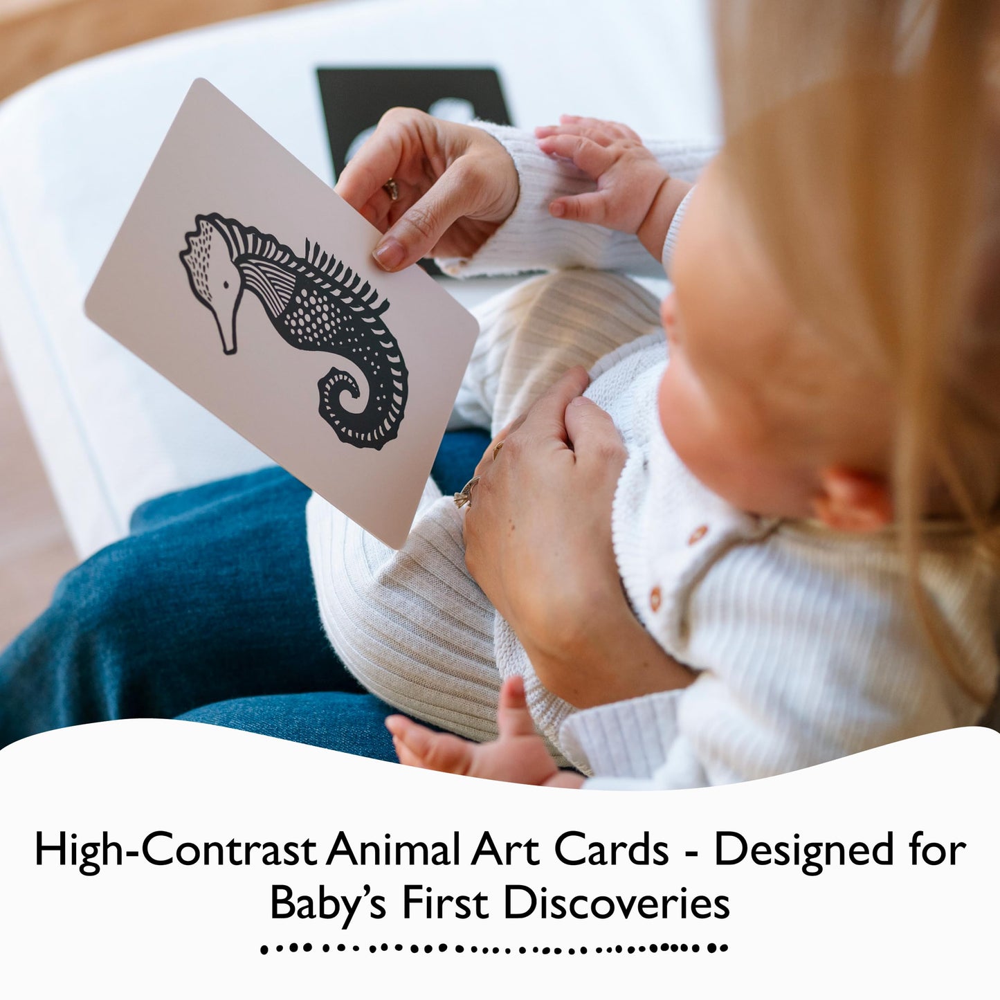 Wee Gallery Art Cards for Baby, Durable High Contrast Black and White Animal Flashcards for Newborns, Brain Development,Tummy Time Essentials for Infant and Toddler - Black and White Animals