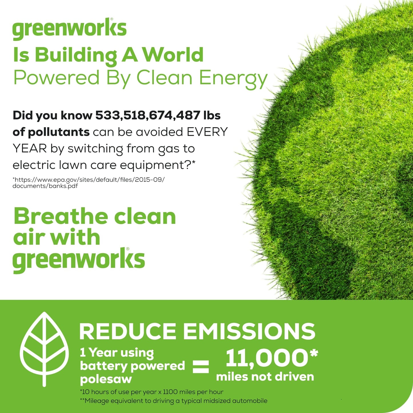 Greenworks 80V 10" Brushless Cordless Polesaw (Great For Pruning and Trimming Branches / 75+ Compatible Tools), 2.0Ah Battery and Charger