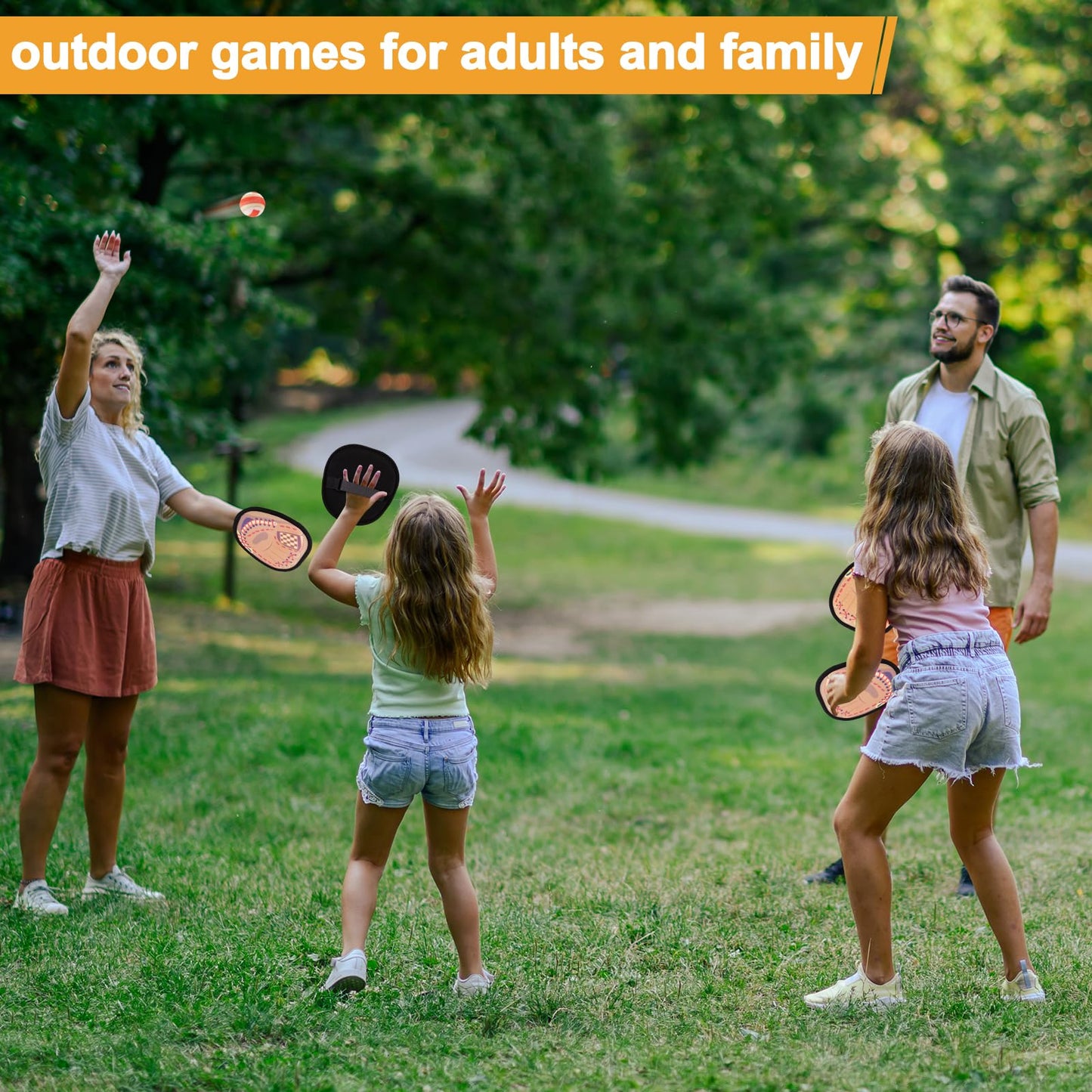 Qrooper Toss and Catch Ball Set Toddler Baseball Training Glove, Pool Beach Toys for Kids 3 4 5 6 7 8 Years Old Boys Girls Birthday Gifts, Soft Sticky Balls Yard Outdoor Games for for Adults Family