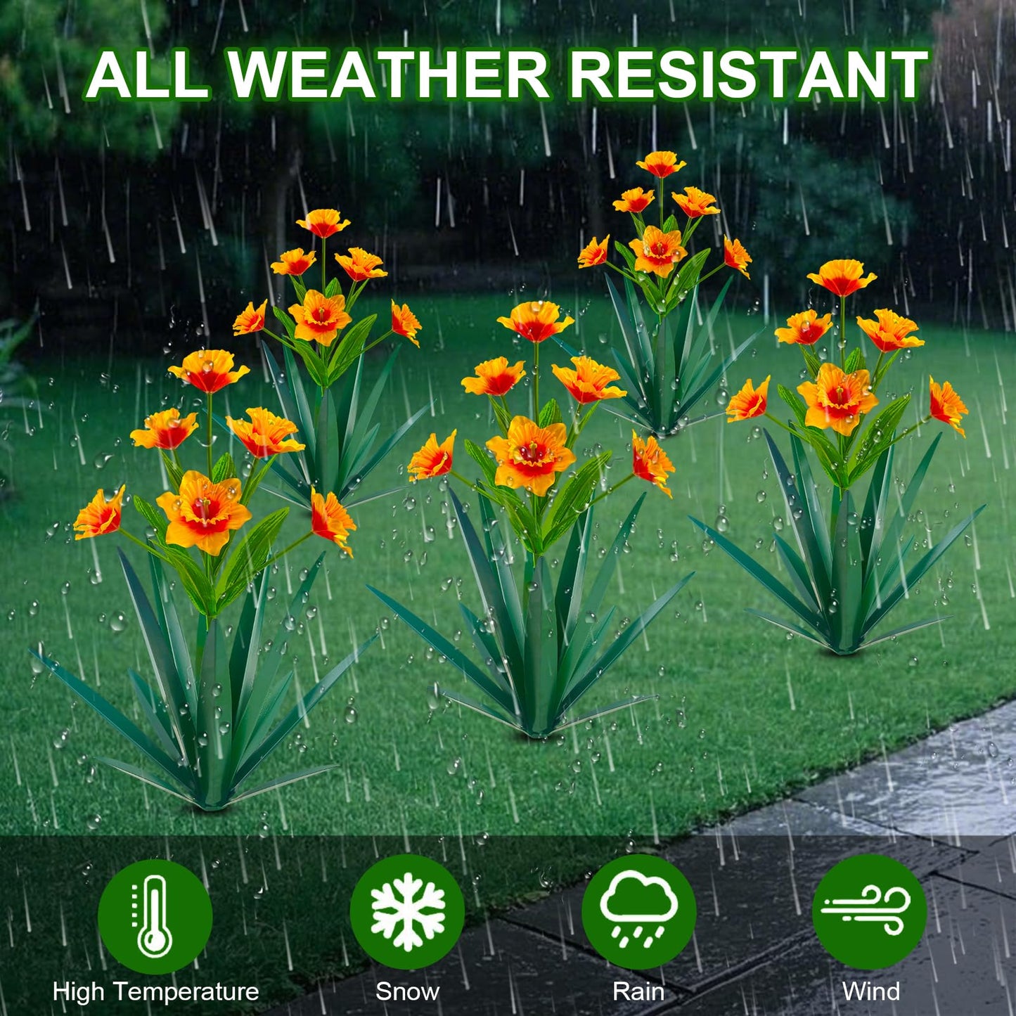 Homight Metal Agave Plant Outdoor Decoration Outdoor Garden Decoration Daffodils Flowers Mexican Yard Art Daffodils Flowers Decorative Garden Gift (2 Big Orange Daffodil)