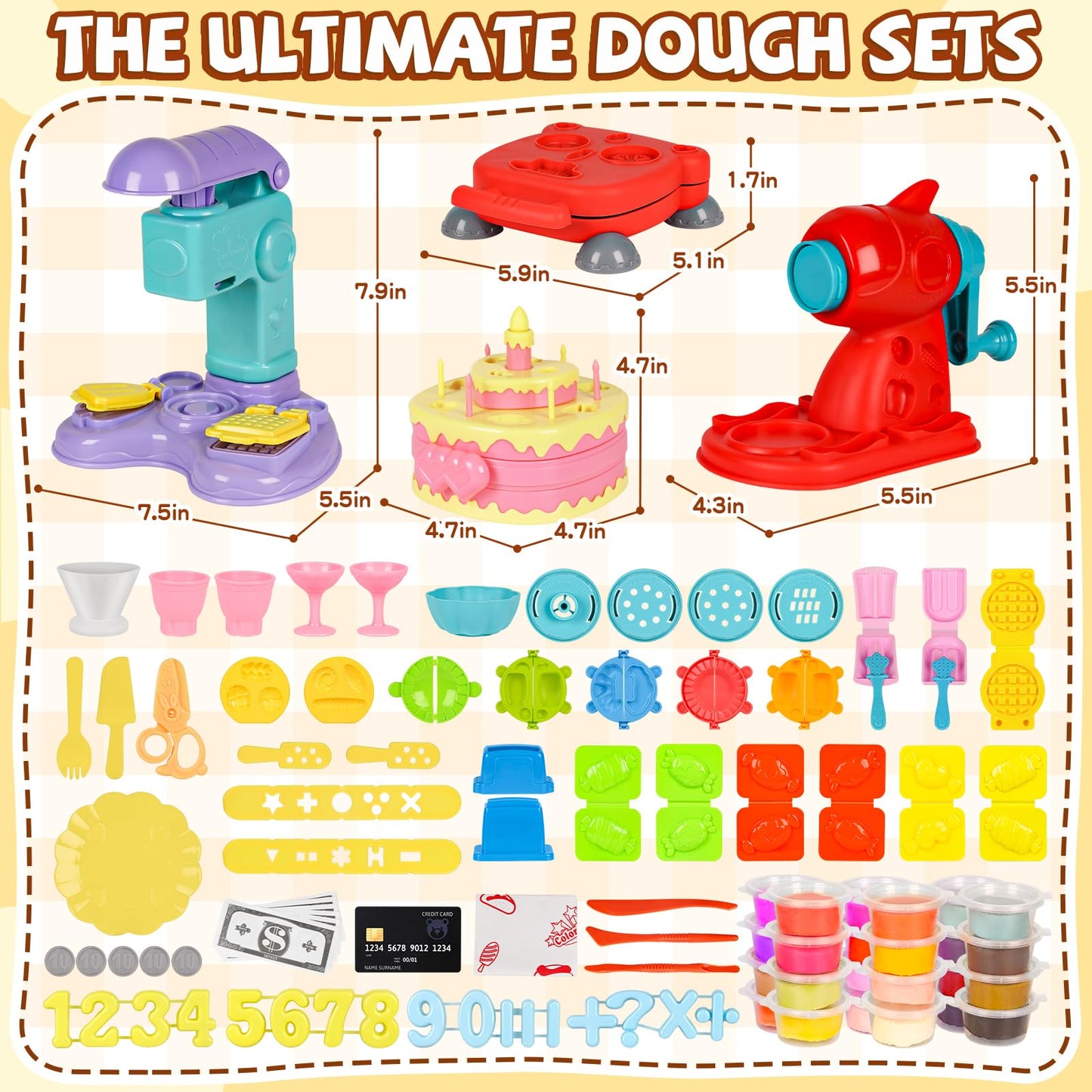 4-in-1 Dough Sets for Kids 2-4-8 Ultimate 87 PCS Play Tools, 24 Clay Creative Kitchen Set Ice Cream Hamburger Cake Noodle Maker Arts Crafts Food Toys Gifts for Boy Girl Kids Age 3 4 5 6