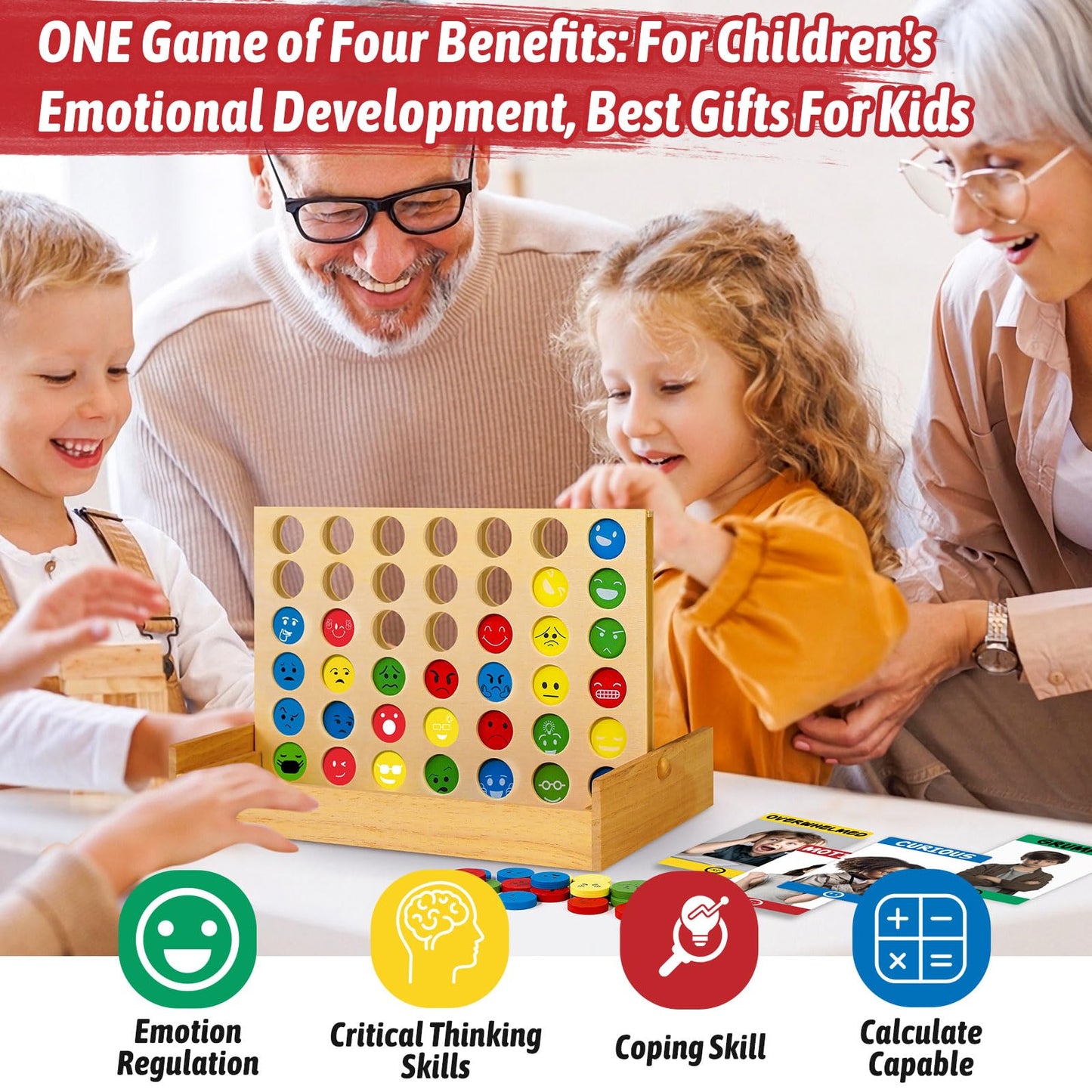 Garybank Social Emotional Learning Activities for Kids, Feelings Connect Game w/56 Emotion Cards, Play Therapy Toys for School Counselors, Social Coping Skills for Children, Teacher Office Must Haves