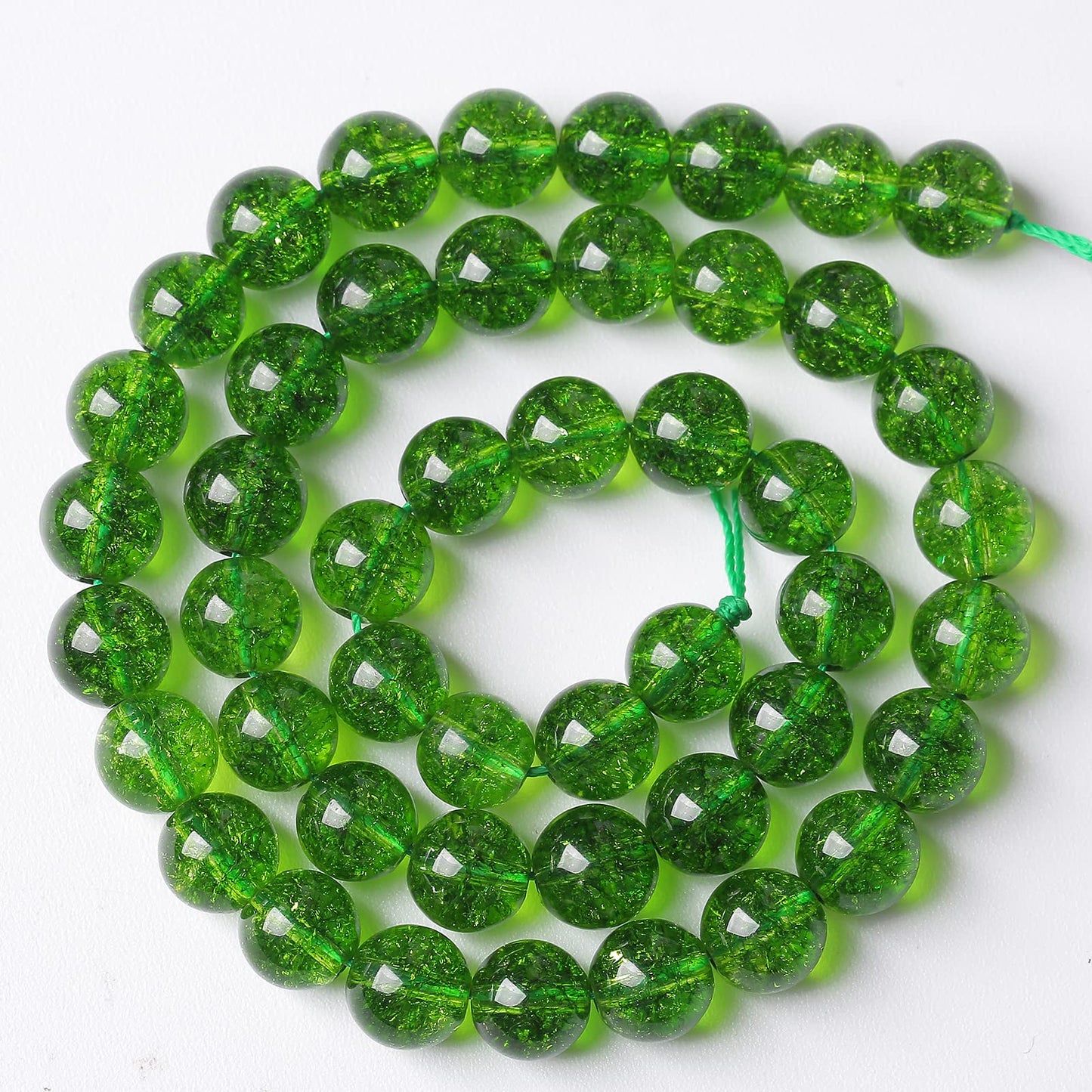 36pcs 10MM Natural Green Peridot Crystal Beads for Jewelry Making Round Loose Spacer Crystal Energy Healing Power Stone Beads DIY Bracelet Necklace Accessories(Green Peridot Crystal, 10mm)