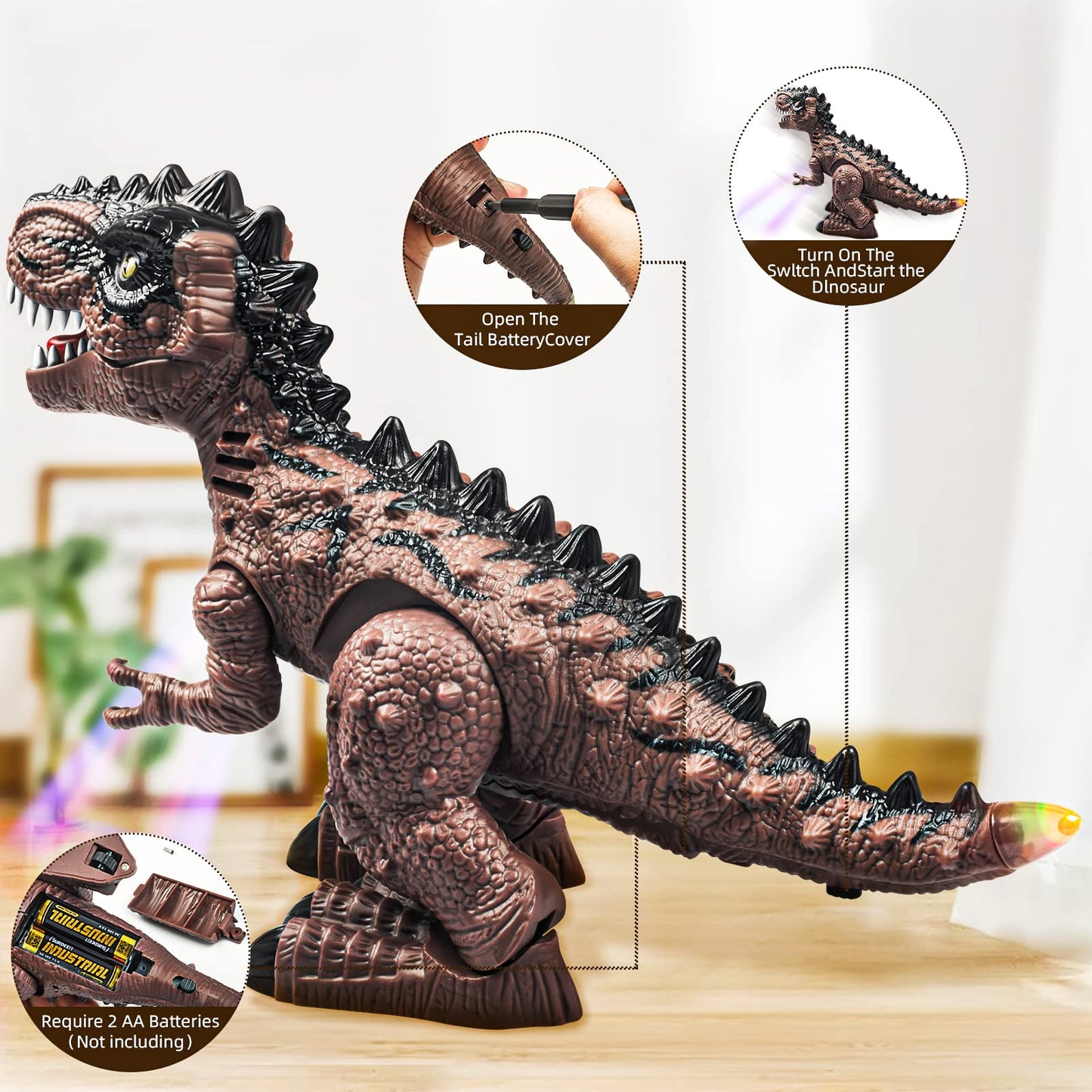 Doloowee 3 Pack Walking Dinosaur Toy for Kids 3-5/5-7 Years,Simulation Tyrannosaurus & Stegosaurus & Brachiosaurus,Electric Robot Dinosaur with LED Lights & Sounds,Dinosaur Toys for Boys and Girls