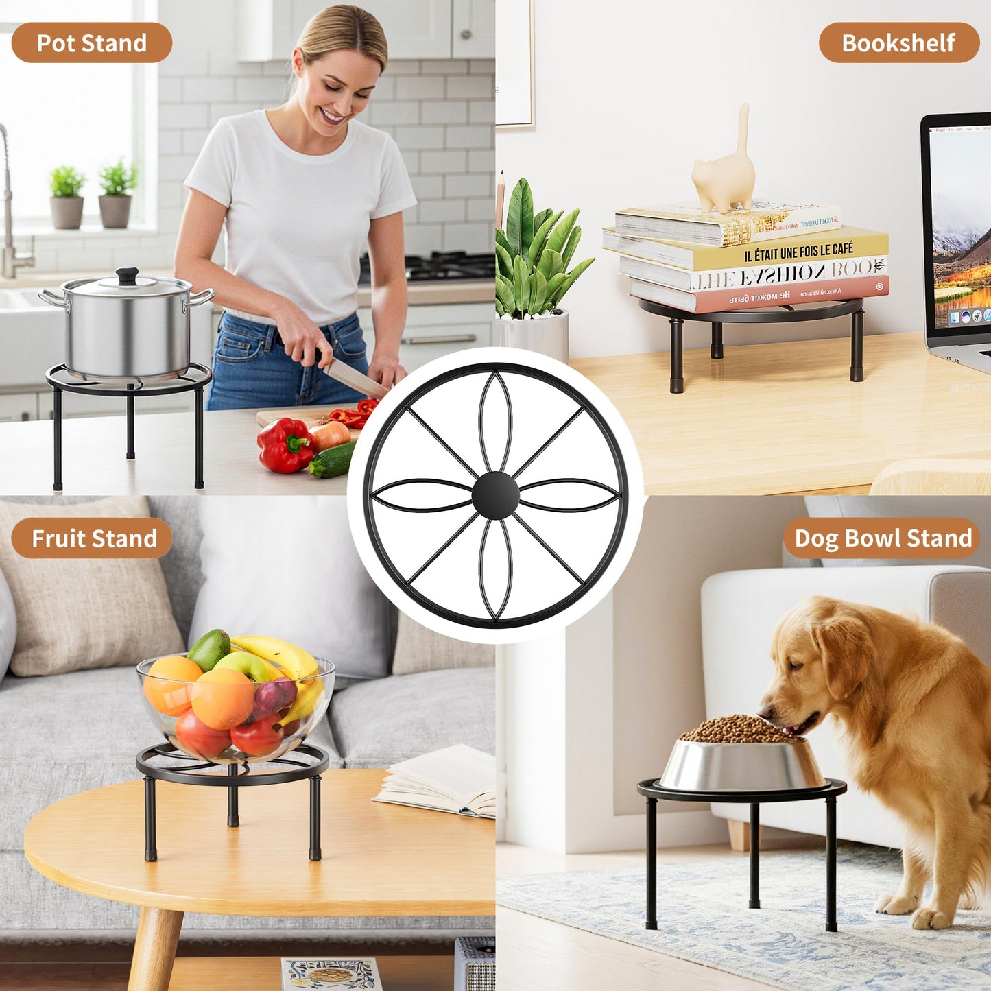 NQW 5 Pack Metal Plant Stand Indoor Outdoor,Indoor Plant Stands for Patio Rustproof,Heavy Duty Flower Pot Stands for Multiple Plant,Black Potted Plant Holder for Home(BlackLeaf)