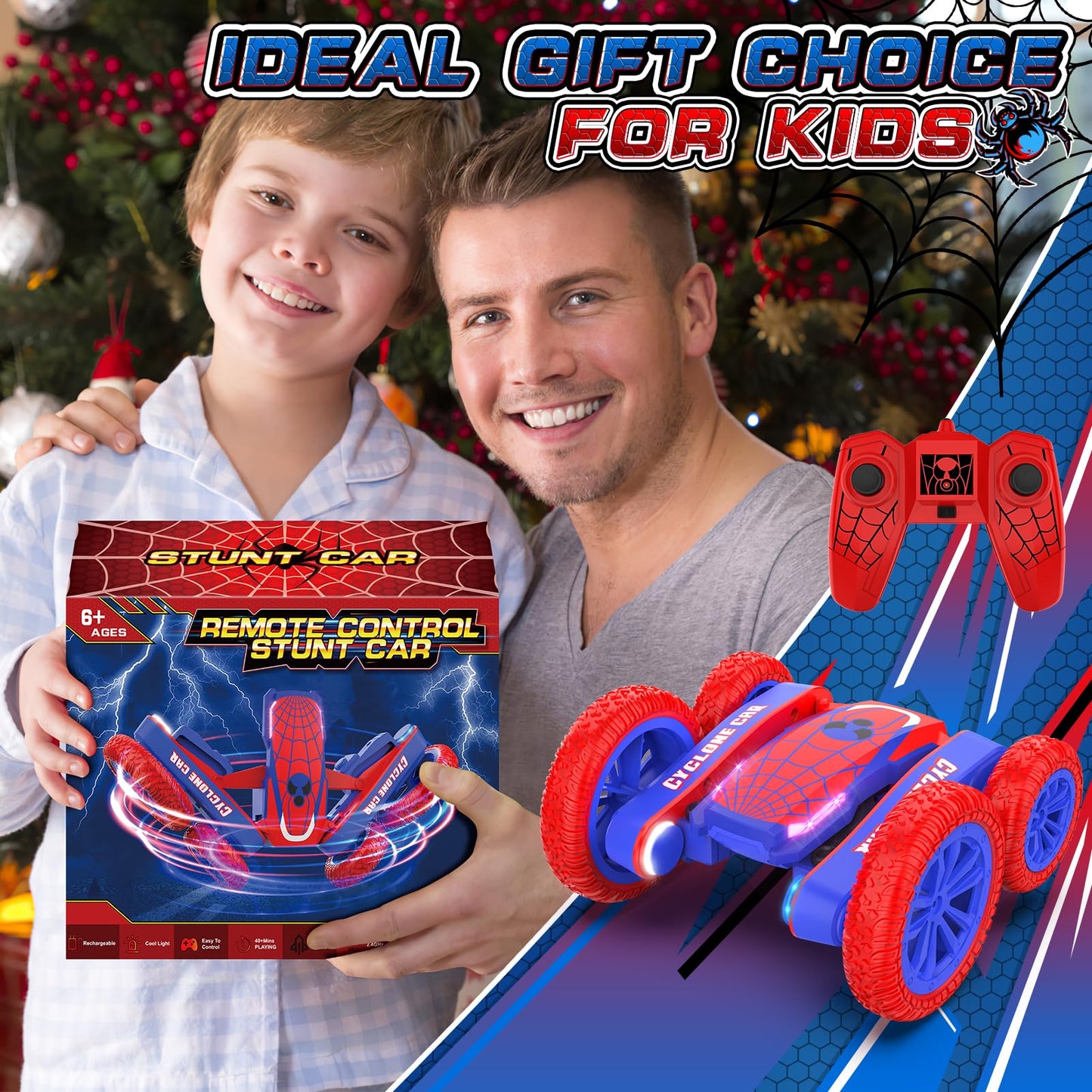 Blissbud Remote Control Car Spider RC Cars Double Sided 360°Flip 4WD Rechargeable Drift RC Race Car Boys Toys Birthday Gifts for 4 5 6 7 8 9 10 11 12 Year Old Boys Easter Basket Stuffers for Kids