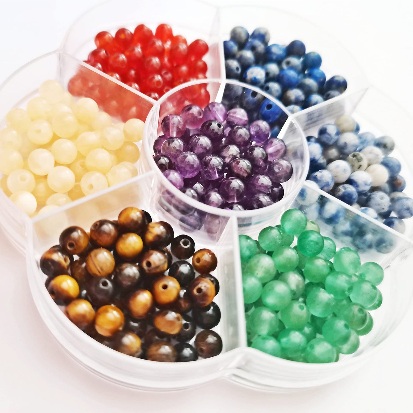 GangGangHao 350pcs 4mm 7 Chakra Natural Stone Round Beads Crystals Energy Healing Genuine Real Stone DIY Charm Smooth Beading for Bracelet Necklace Earrings Jewelry Making(4mm,7 Chakra Color