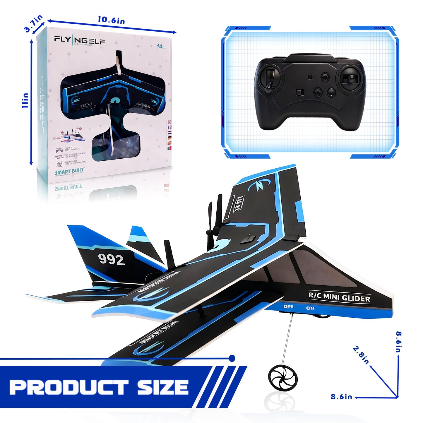 Rc Plane, Remote Control Airplane for Boys Kids 8-12 Adults Toy Flying Airplane Skyriders Rc Jet Easy to Fly Outdoor Glider for Kids & Beginners (Black)