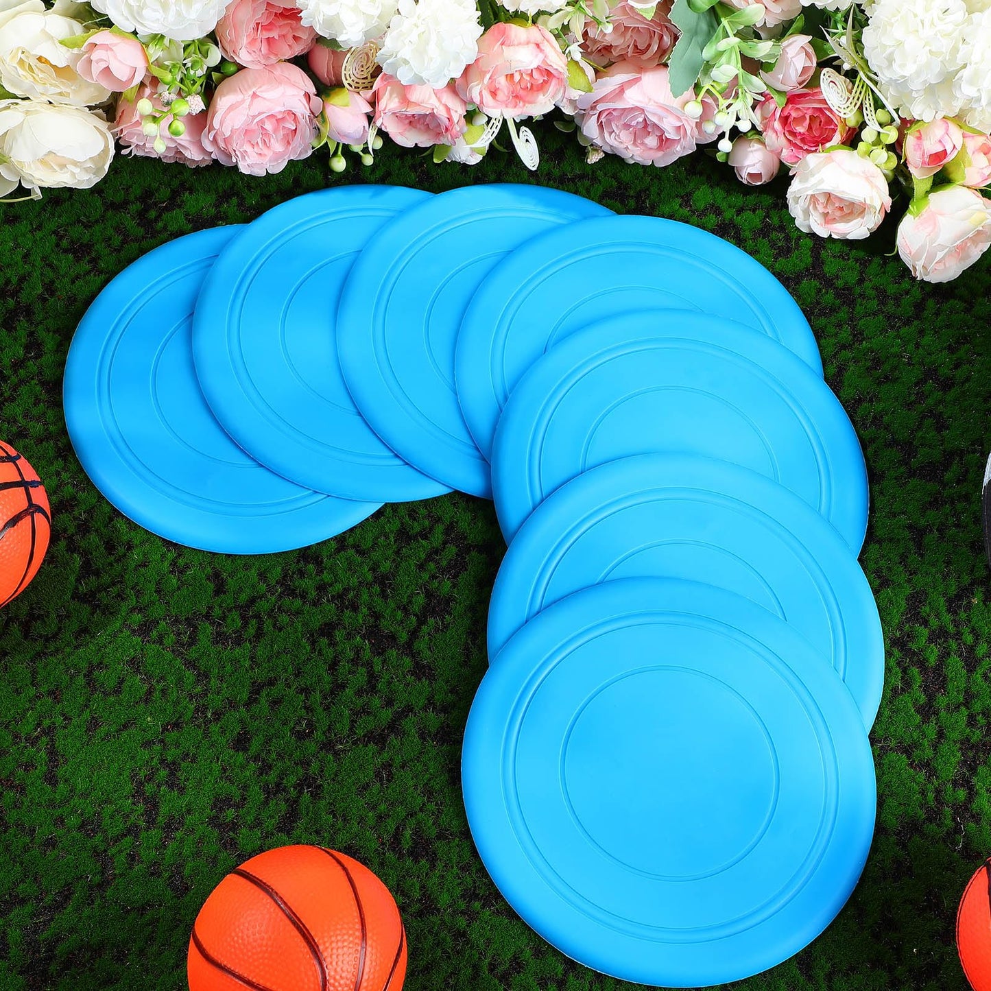 Lenwen 24 Pcs Flying Disc 6.89 Inch Soft Silicone Flying Disks Play Flick Disc for Outdoor Backyard Beach Lawn Sports Park Camping Playing Adults Pet(Blue)