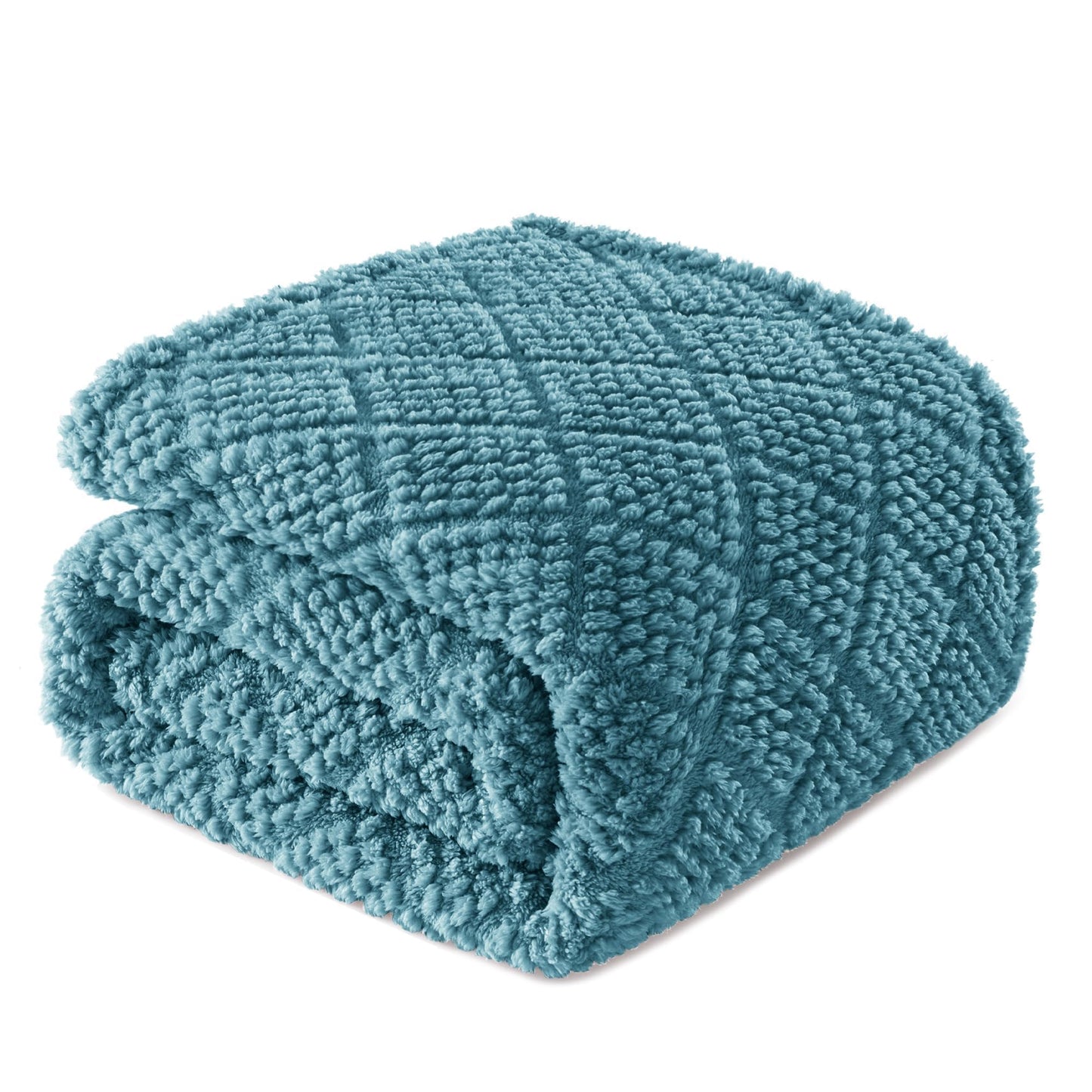 Whale Flotilla Fuzzy Fleece Throw Blanket for Couch, Bed, Soft Fluffy Jacquard Waffle Blankets for All Season, Lightweight and Warm, 50x60 Inch, Slate Blue