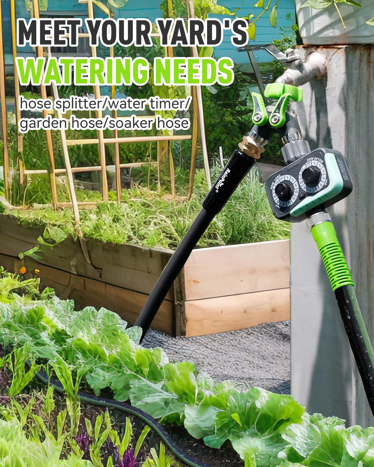 RAINPOINT Sprinkler Timer, 2 Dial Garden Hose Water Timer Automatic Programmable, Weatherproof for Lawn, Plants & Drip Irrigation