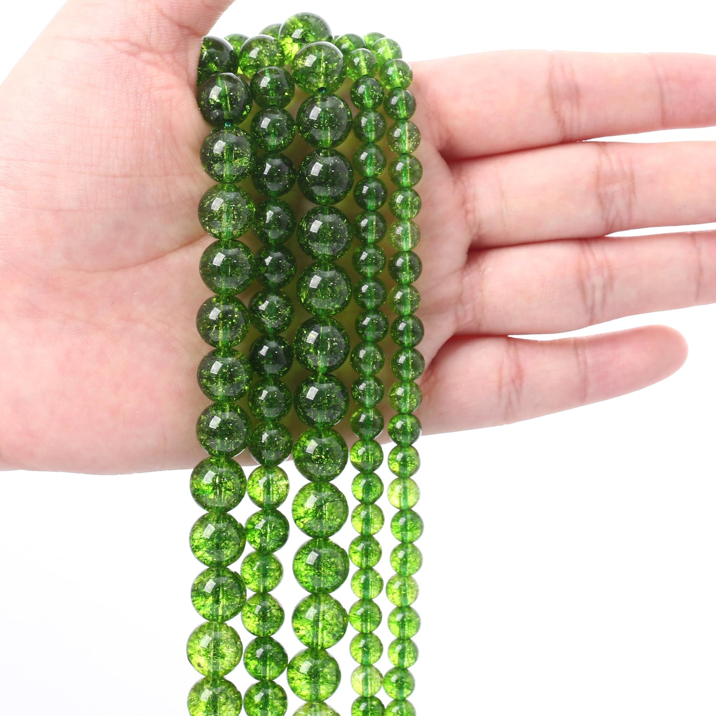 Natural Green Crystal Stone Beads for Jewelry Making DIY Bracelet Necklace Jewelry Making 1 Strand 15.5inch 35PCS 10MM