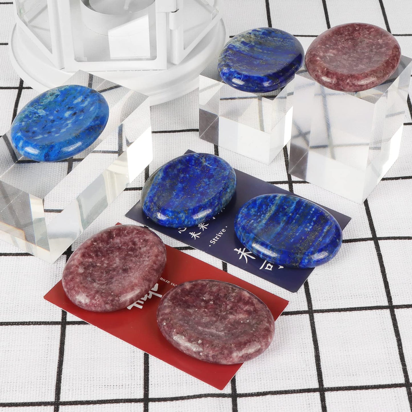 Artistone 2" Lapis Lazuli Crystal Worry Stones,Hand Carved Gemstone Pocket Blue Thumb Palm Energy Healing Anxiety Stones for for Meditation Chakra Balancing Collection