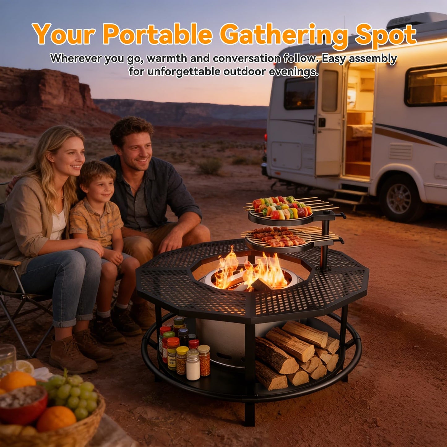 Fire Pit Surround Tabletop - 360ยฐ Fire Pit Guard for Solo Stove Bonfire & Ranger, Portable Protective Barrier for Wood Burning Fire Pits Up to โ21", UV-Resistant Outdoor Fabric (Firepit Not Included)