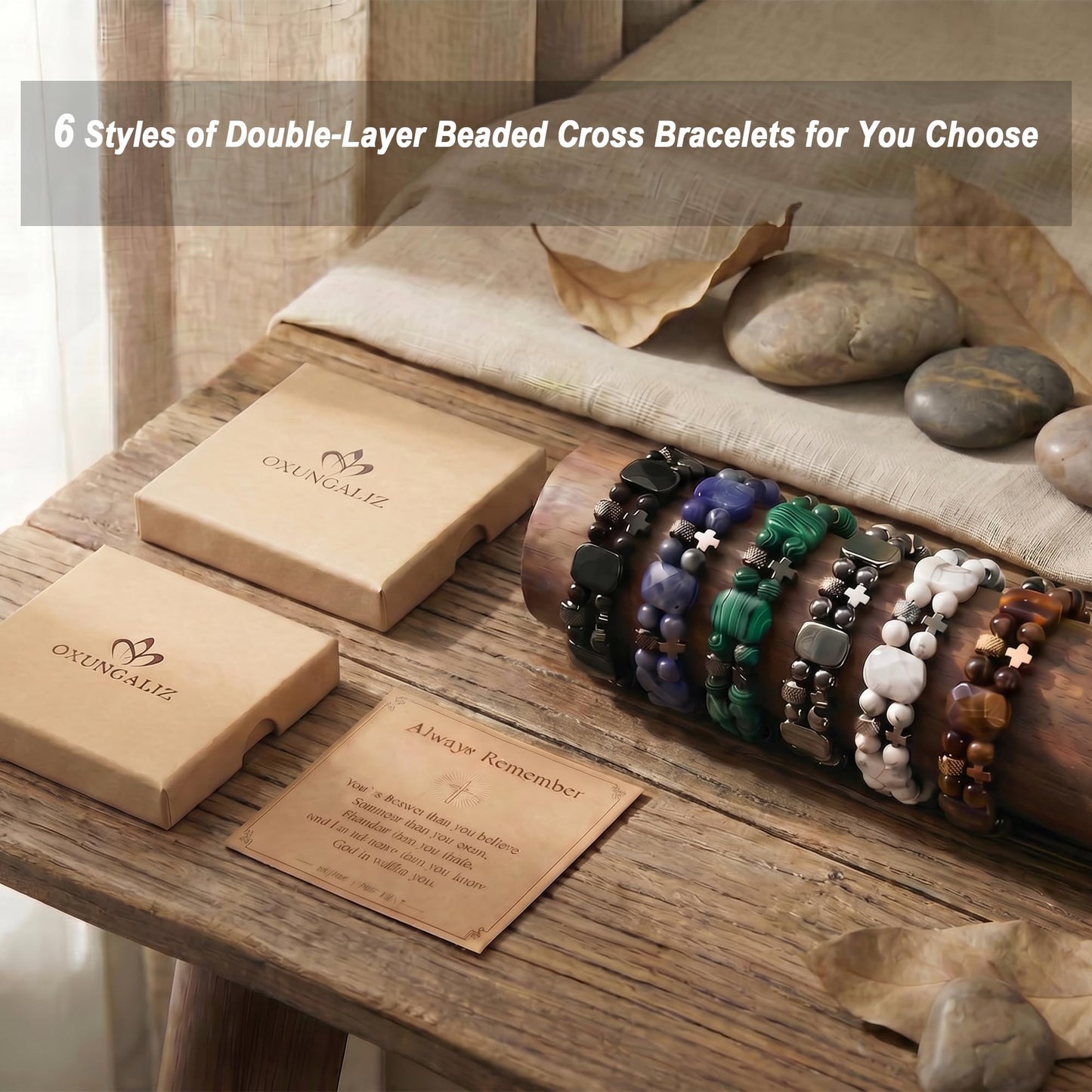 Christian Gifts for Men, Jesus Cross Bracelet for Men Handmade Double Elastic Beaded Bracelets Natural Crystal Gemstone Religious Jewelry for Boyfriend Husband Birthday Anniversary (Malachite)
