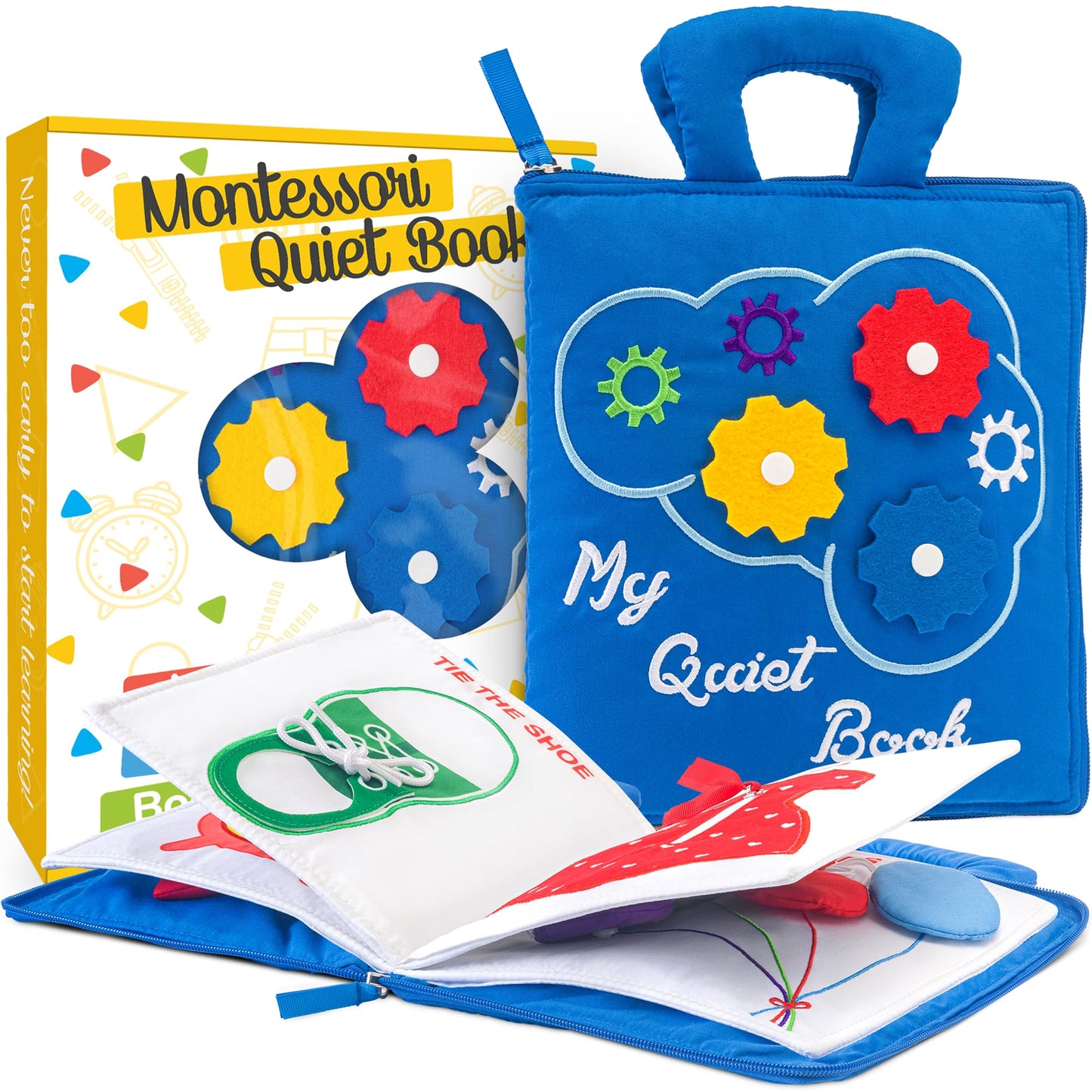 deMoca Toddler Travel Toys for Airplane and Car Rides, Quiet Busy Book for Toddlers 1-3, Plane Toys for 1 Year Old, Montessori Activity Book with All Parts Attached, Screen