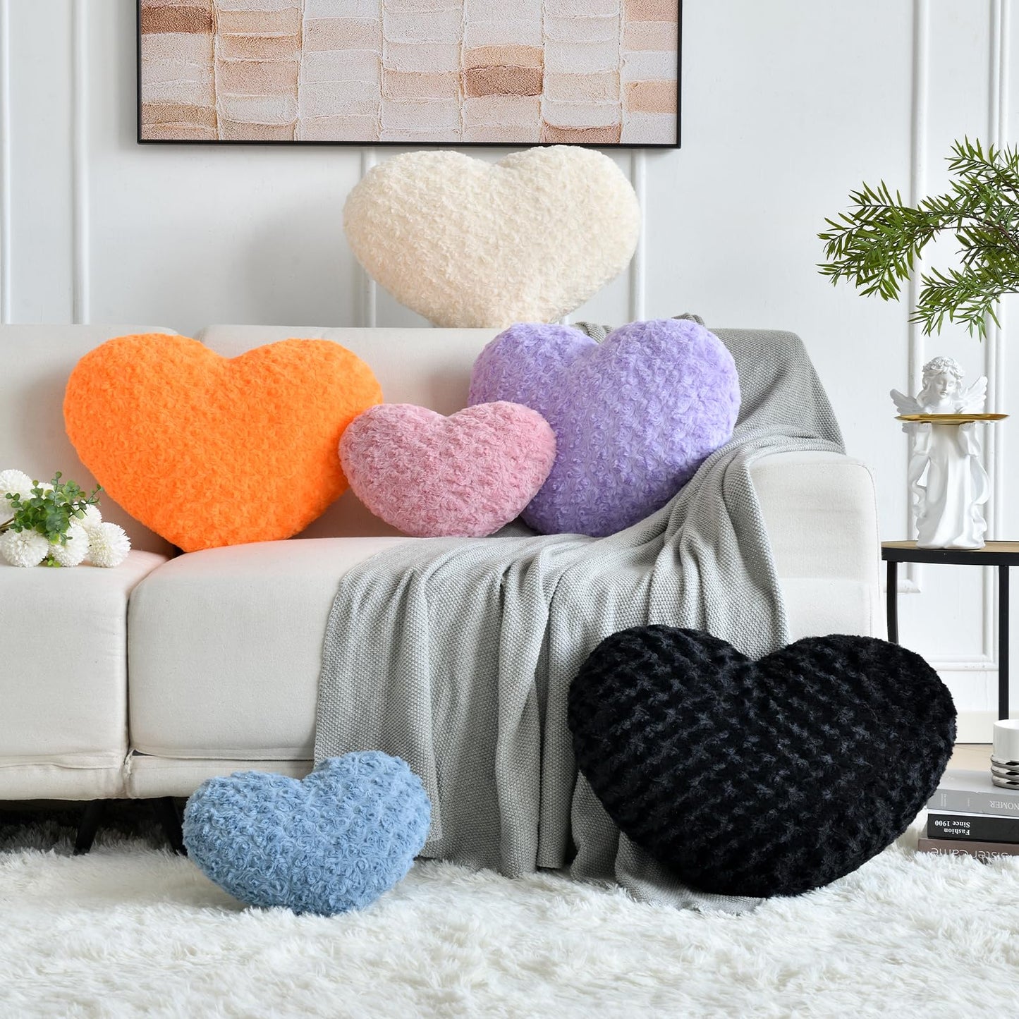 ZCNYCLAM Heart Pillow, Soft Heart Shaped Pillow with Room Decorative Throw Pillows for Bed Couch Chair Sofa, Heart Shaped Cute Throw Pillow Cushion for Bedroom Living Room (Black, Mini 12.9" x 9.8")