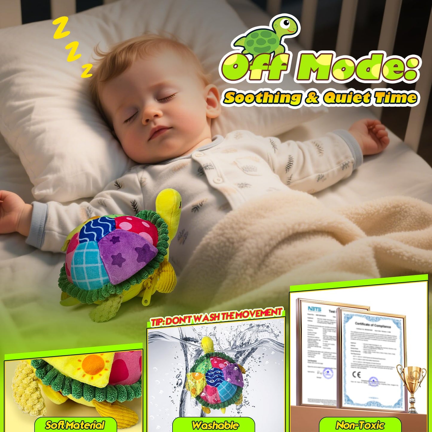 Esjay Baby Toys 6-12 18 Months, Crawling Musical Turtle Plush Tummy Time Toy, Dancing Bouncing Recording Walking Sensory Toys for 6 Month+ Old Infants, Gifts for 1 2 3 Year Old Boys Girls Toddlers