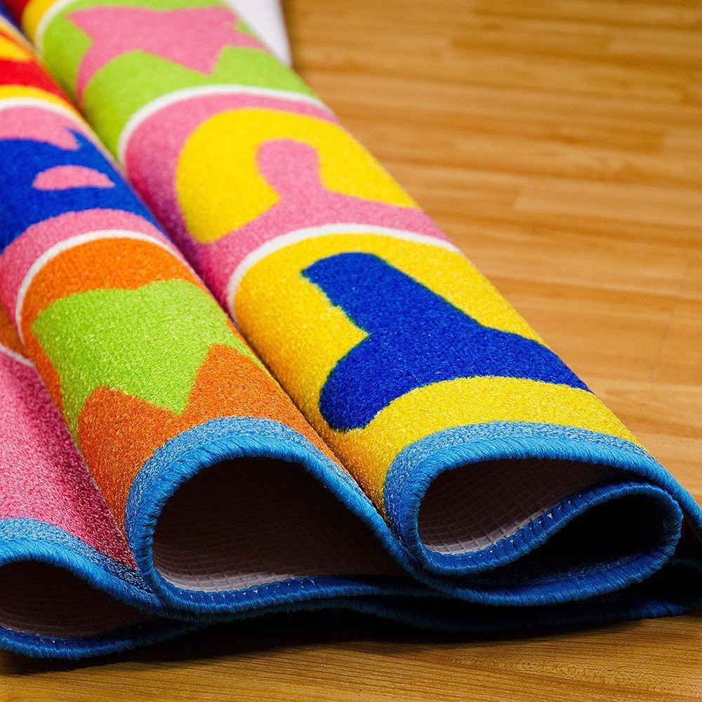 Kids/Baby Room/Daycare/Classroom/Playroom Area Rug Letters Numbers Fun Educational Shapes Non-Slip Back Bright Colorful Vibrant Colors (8 Feet X 10 Feet)