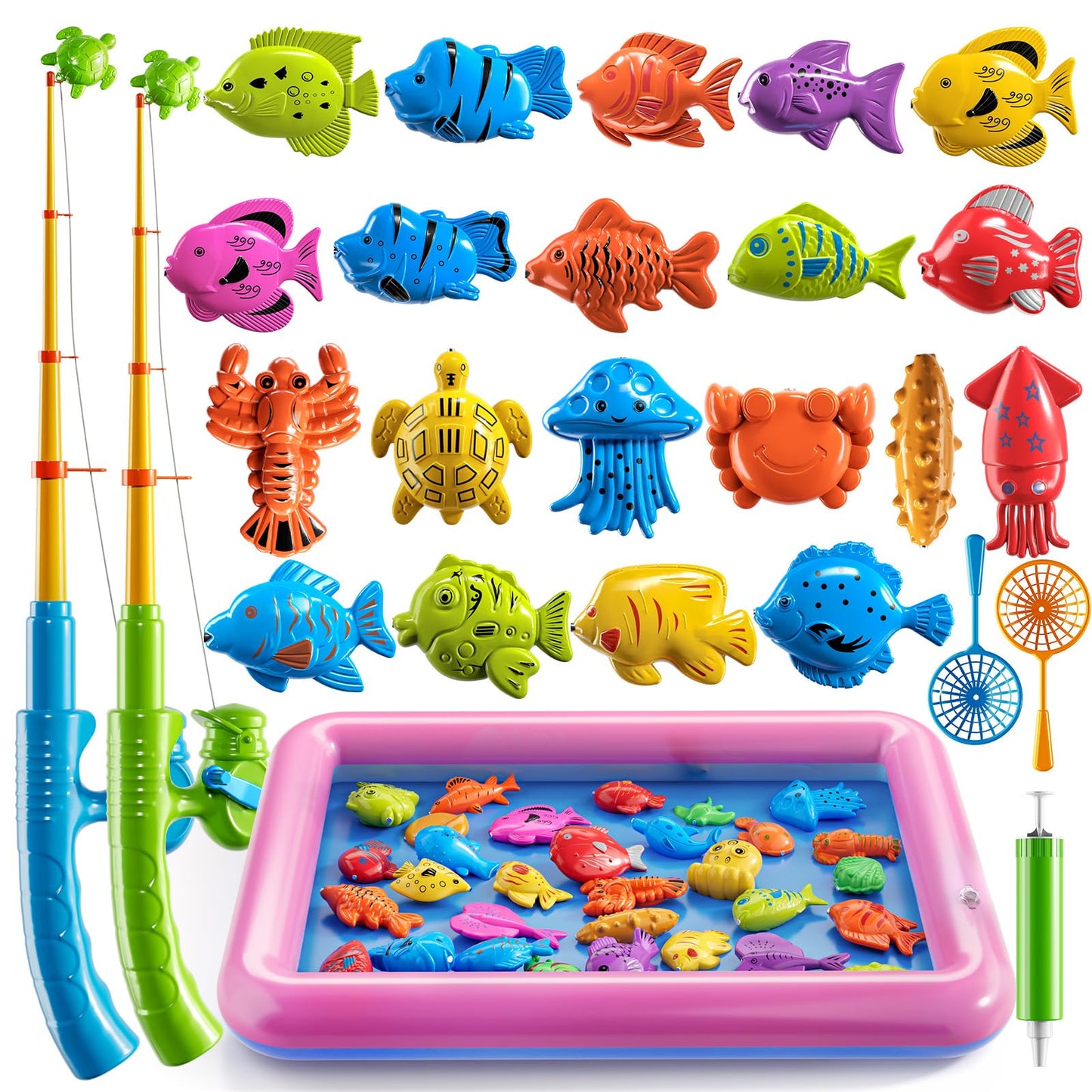 TEMI Fishing Toy for Kids 3-8 Years Old, Bath Toy for Child, Magnetic Fishing Pole for Toddlers, Summer Water Toys for Boys and Girls, Outdoor and Indoor Toys, Gifts for Birthday and Holidays