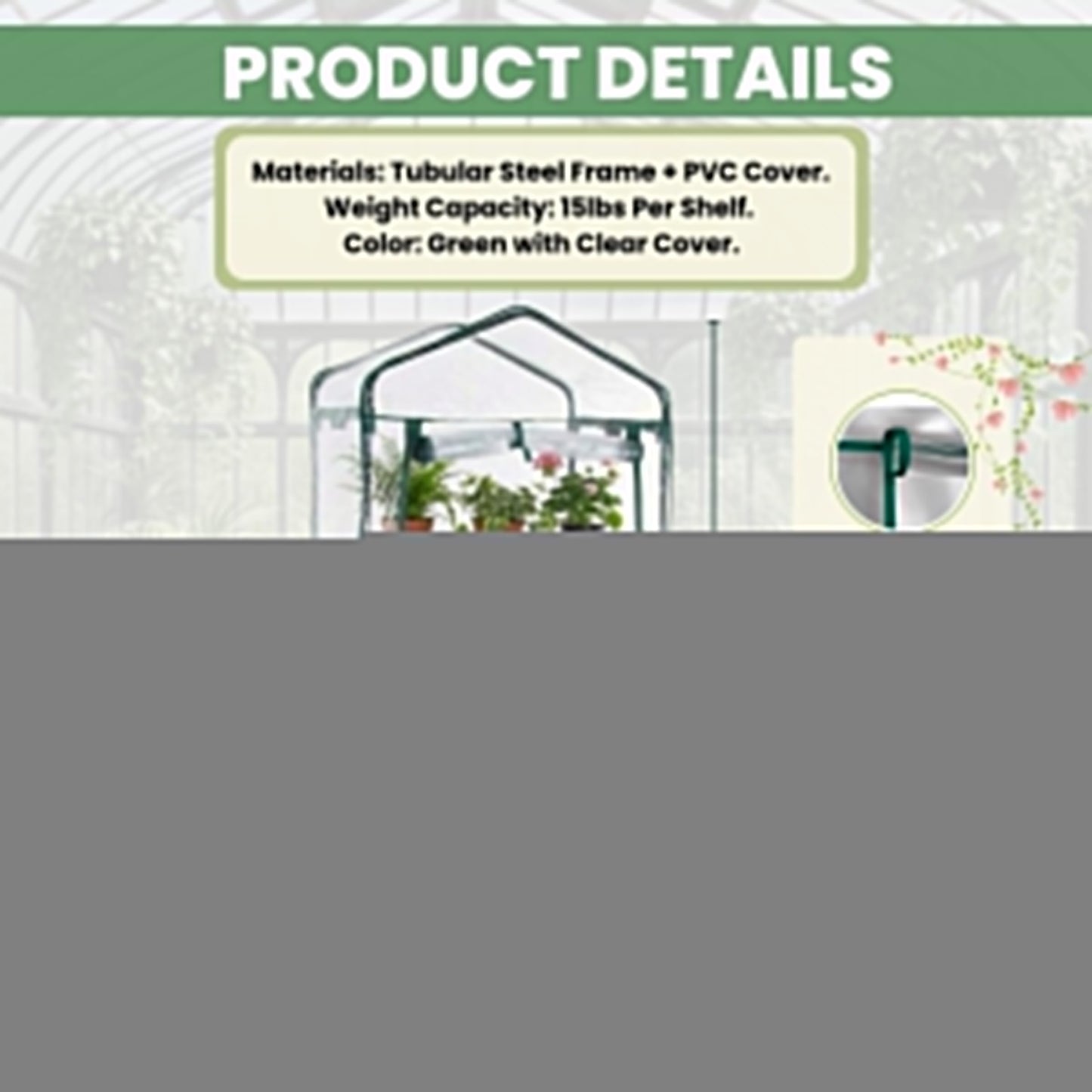 4 Tier Mini Greenhouse - Portable Greenhouse with Rust-Resistant Frame and PVC Cover for Indoor/Outdoor - 27.5x19x63-Inch Green House by Pure Garden