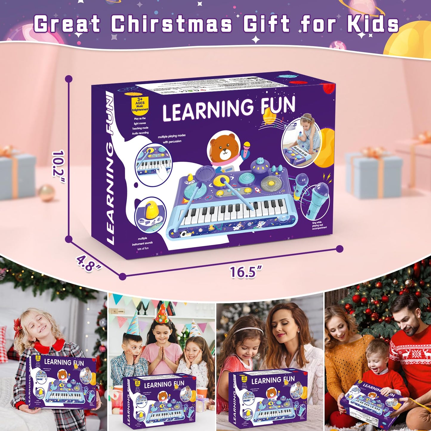 Mostop Baby Piano Drum Set for Toddlers 1-3: Musical Toys 5 in 1 Baby DJ Table Piano Keyboard Xylophone Instruments for 1 2 Year Old Boys Girls, Baby Musical Instrument Learning Toys Birthday Gift
