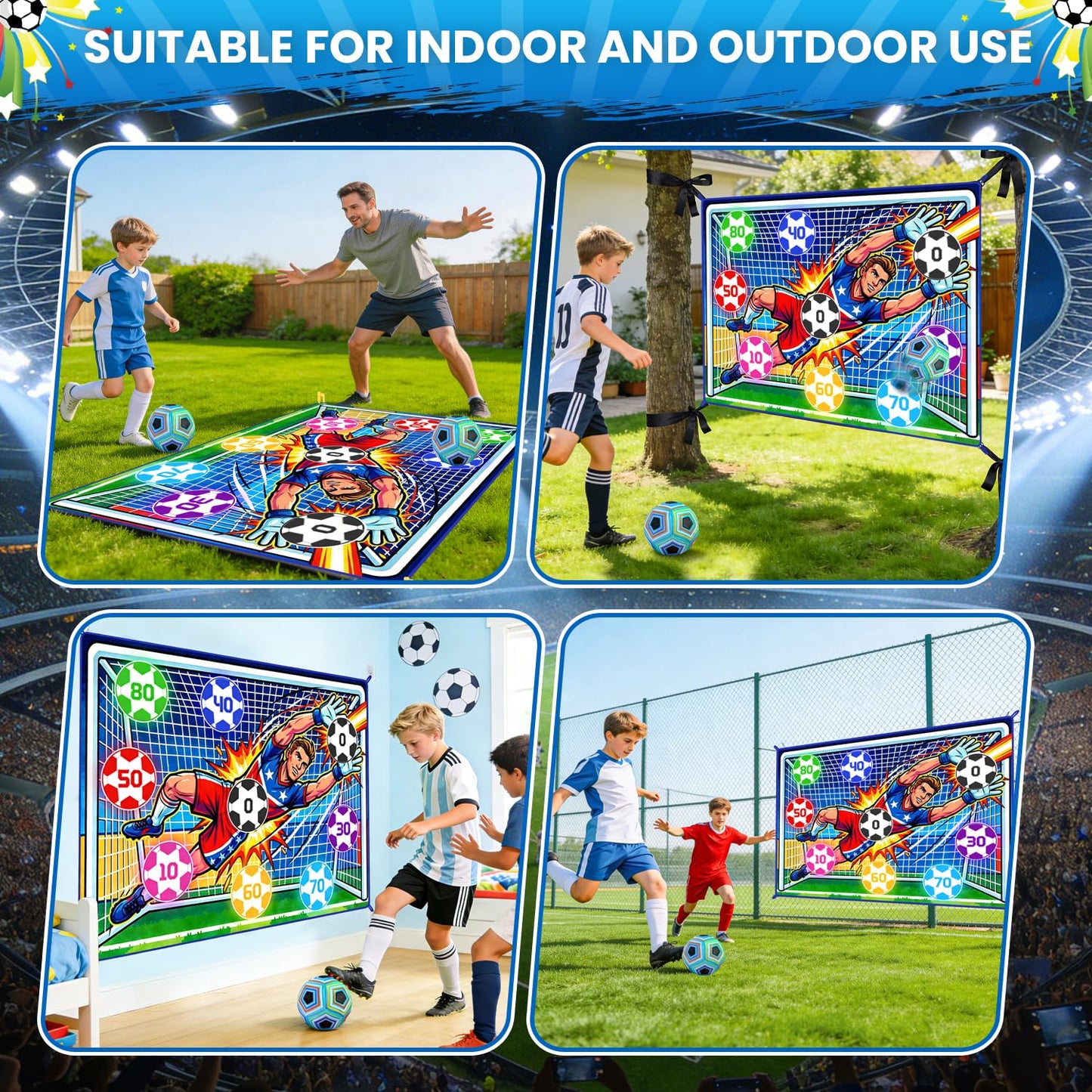 WUPIOS Upgraded Toy Soccer Game Set for Kids, Indoor Outdoor Backyard Toss Soccer Goal Game with 2 Balls, 1 Flannel Target, Soccer Toys for Boys and Girls 3-5 6-8 8-12 Years Old Kids Birthday