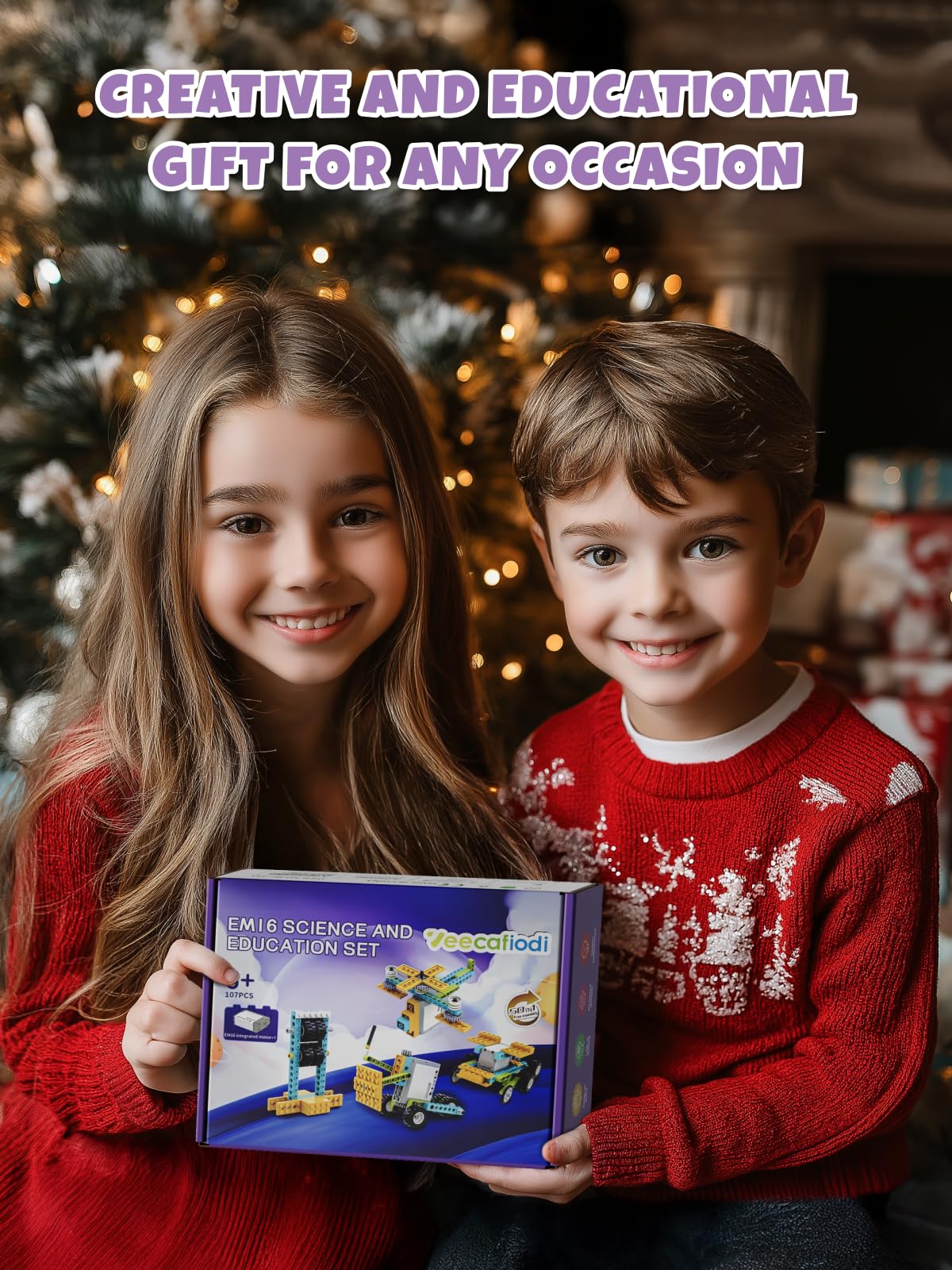 Veecafiodi 50 in 1 Science Kit for Kids 6-12, STEM Toys for Kids Age 8-12, Educational Building Toy for Boys Girls, Motorized Engineering Set, Birthday Gift