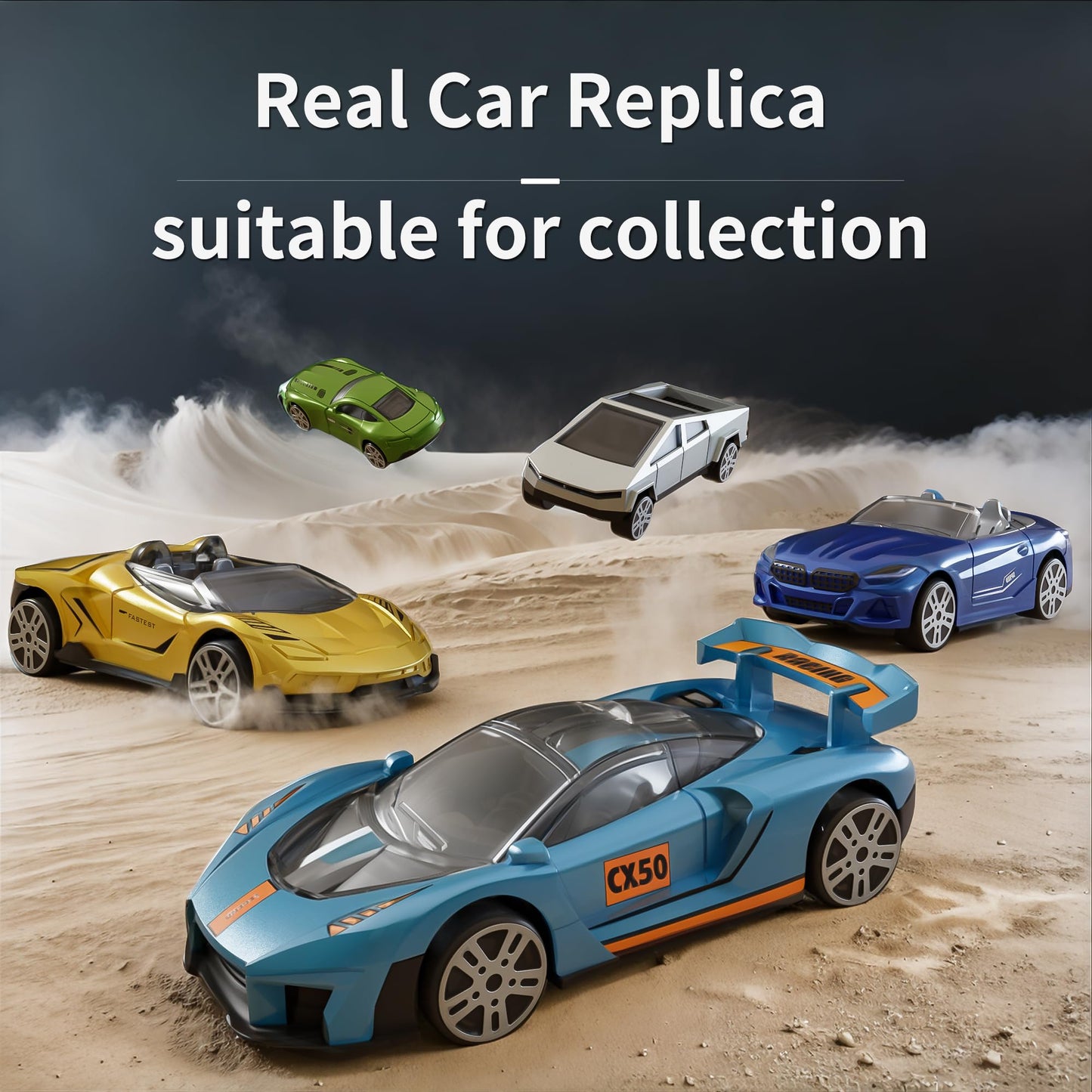 Yewkou Toys Cars 18-Pack, 1:64 Scale Die-Cast Metal Vehicles Set, Includes Pickup, Racing Cars,Sports Cars for Display or Play, Great Gift for Kids Age 3 Years and Up (18 Pack)