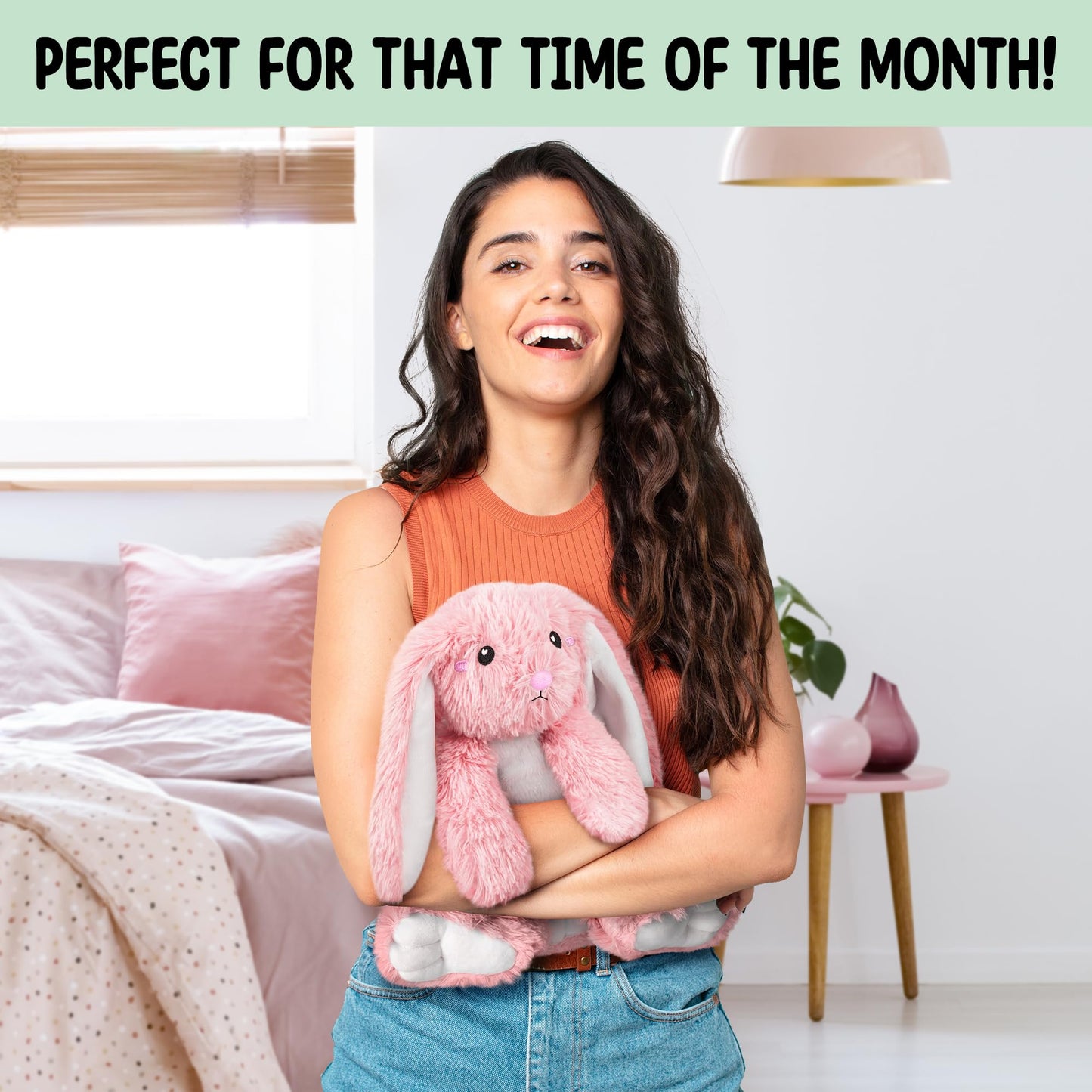 Bunny Microwavable Stuffed Animal β 1.5 lb Unscented Heating Pad Plush, Soft Cozy Bunny Toy for Relaxation and Comfort, Gift for Women, Girls, Adults & Kids by Happy Fuel, Pink