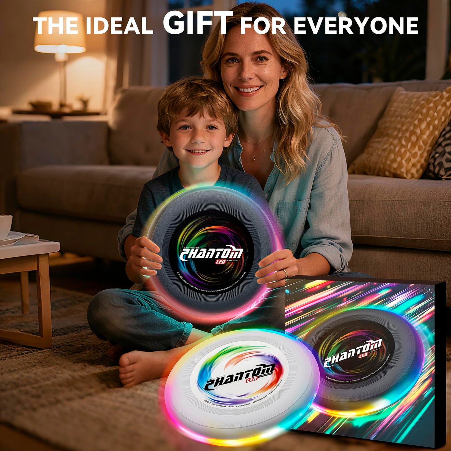 BAOMWSL Light Up Flying Disc - 16 Million Colors RGB or 35 LEDs, Ultra Bright, 13 Light Modes, Rechargeable, Waterproof, Christmas Stocking Stuffers Gift, Camping Toy for Kid/Teen/Adult, 175g