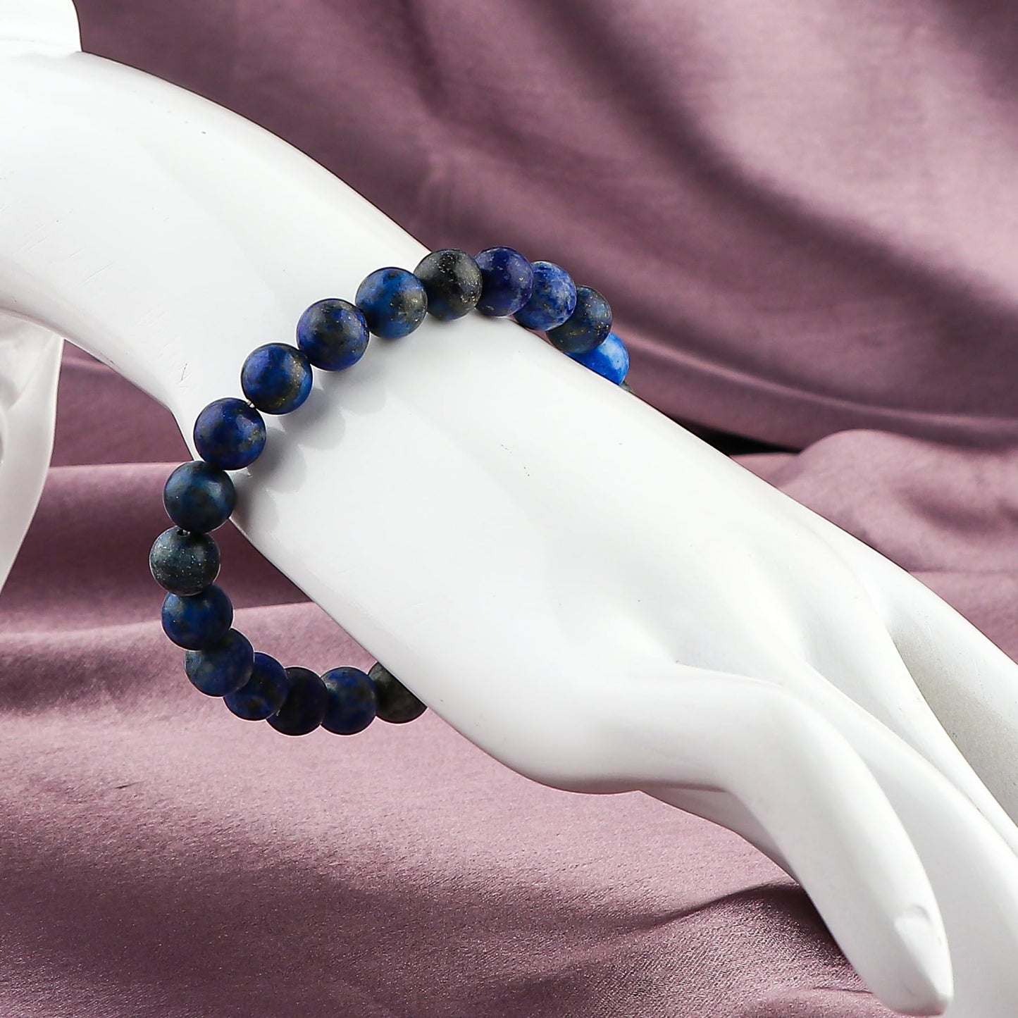 GEMSYMPHONY Lepis Lazuli Gemstone Beads Stretch Bracelet β 7 to 7.5 Inch Elastic Round Beads Bracelet for Women & Men, Natural Crystal Healing Jewelry, Handmade Unisex Energy Gift (Lapis Lazuli)