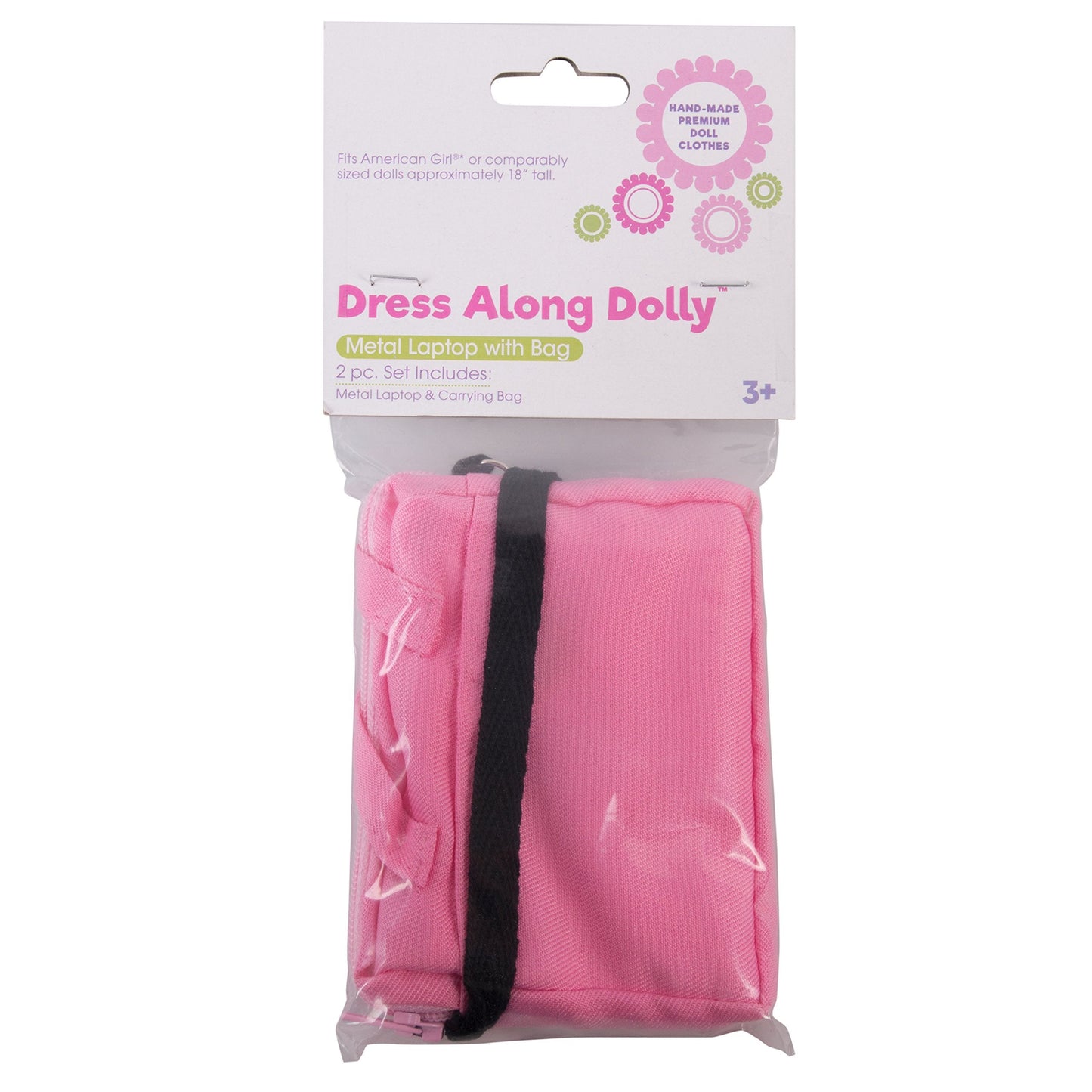 Dress Along Dolly Metal Laptop for 18-Inch Dolls - Premium Heavy-Duty Doll Computer with Pink Carrying Bag - Fits American Girl & Our Generation - Durable Metal School Accessory