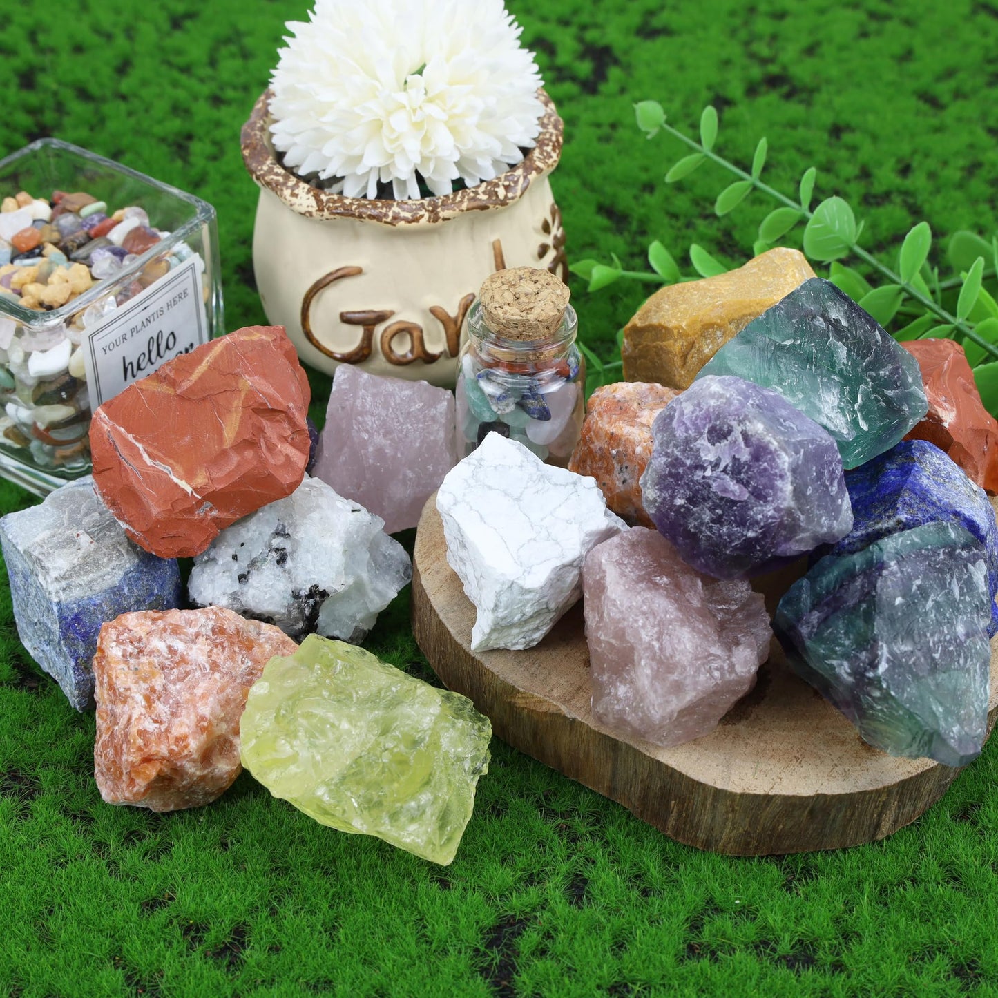 QINJIEJIE 2PCS Green Fluorite 1.8-2.2'' Natural Rough Crystal Rocks Bulk Large Crystal Stones for Tumbling Cabbing Polishing Fountain Rocks DIY Decoration Handmade Gifts