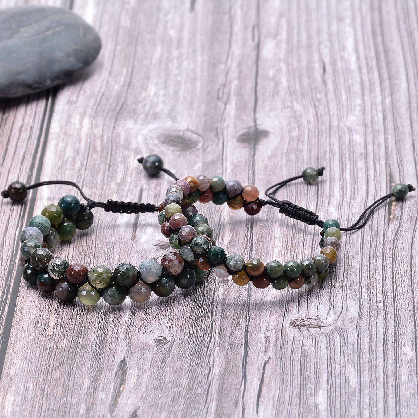 Echos Healing Stones Mens Bracelet – Natural Jade Bracelet for Women & Men, Genuine Jade Stone Jewelry for Good Luck & Prosperity | Handmade Adjustable Green Jade Bracelet (6mm)