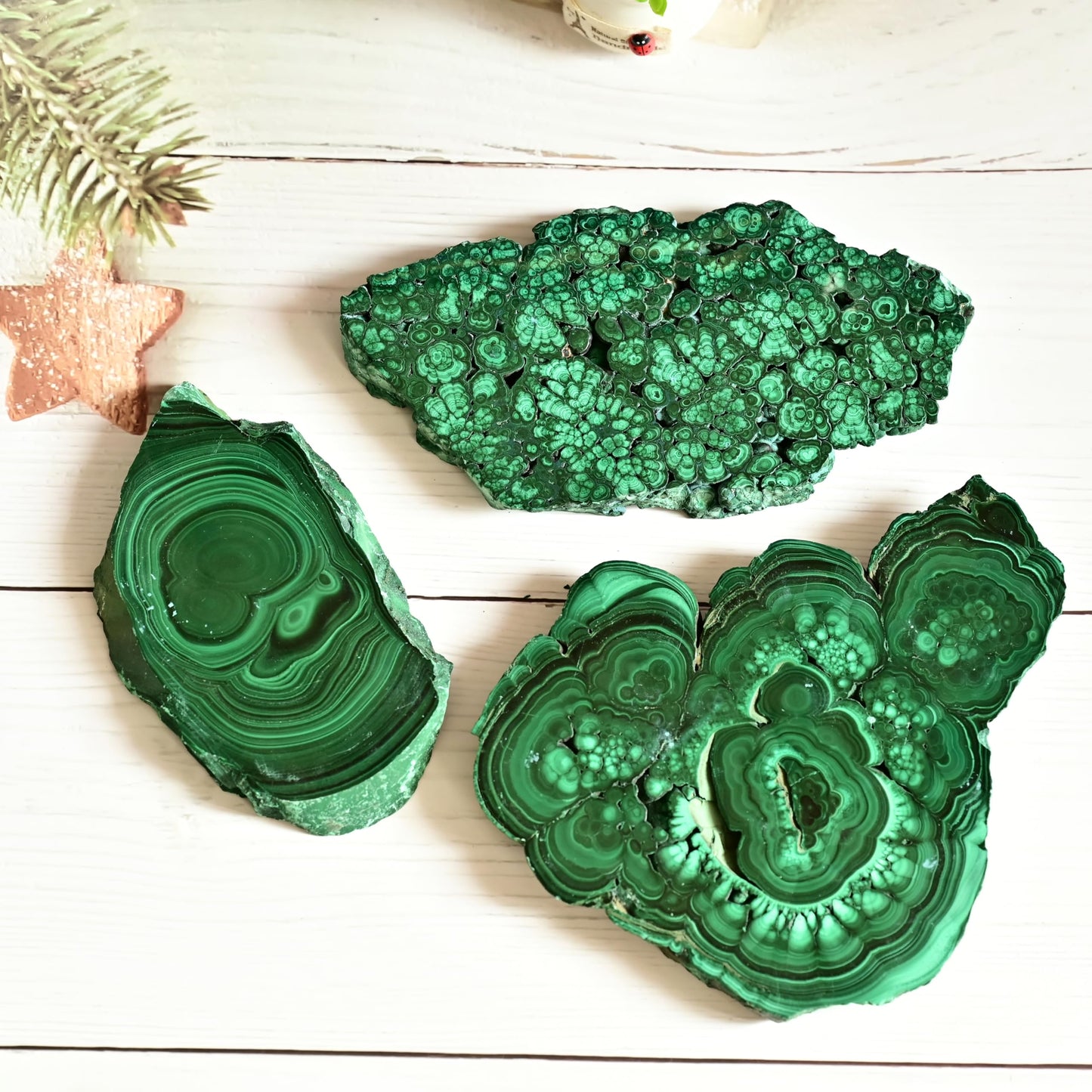 DZJXBZhu Natural Malachite Polished Slice Large Crystal raw Stone Polished Slice 5.3-7.03Oz Healing Crystal eliminates Negative Energy Home Decoration
