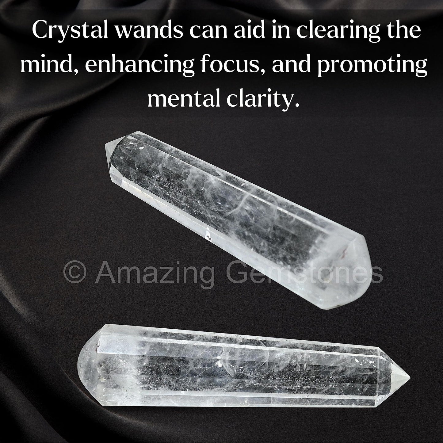 Amazing Gemstone Clear Quartz Crystal Wand Massage Stick - Pelvic Wand Gua Sha for Adults - Crystals and Healing Stones Massage Wands for Adults Gifts (Pointed)